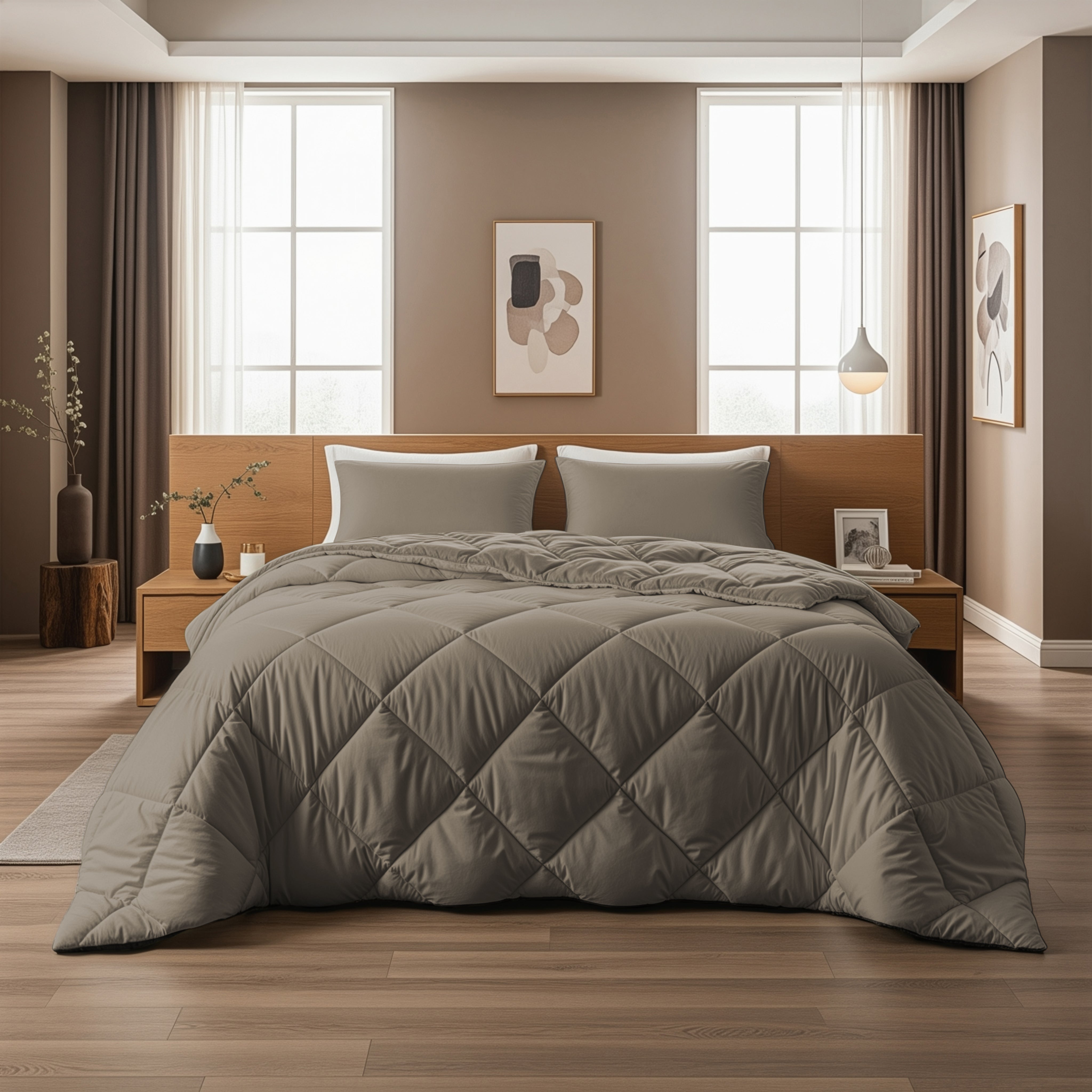 All-in-One Lazy Duvet Diamond Teak - Duvet with pillowcases