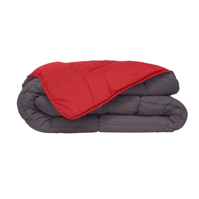 All-in One Lazy Dekbed Grijs/Rood - Dekbed voor het hele jaar