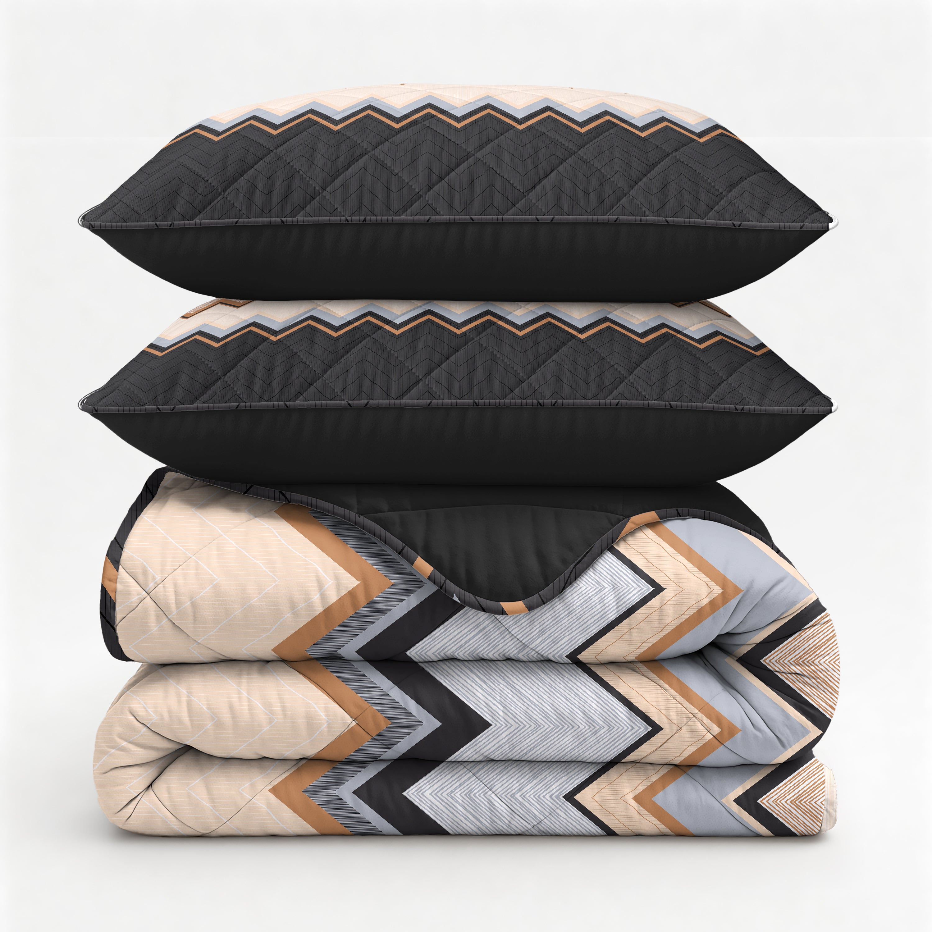 All-in One Lazy Dekbed Mikas Blauw/Zand - Dekbed met kussenslopen