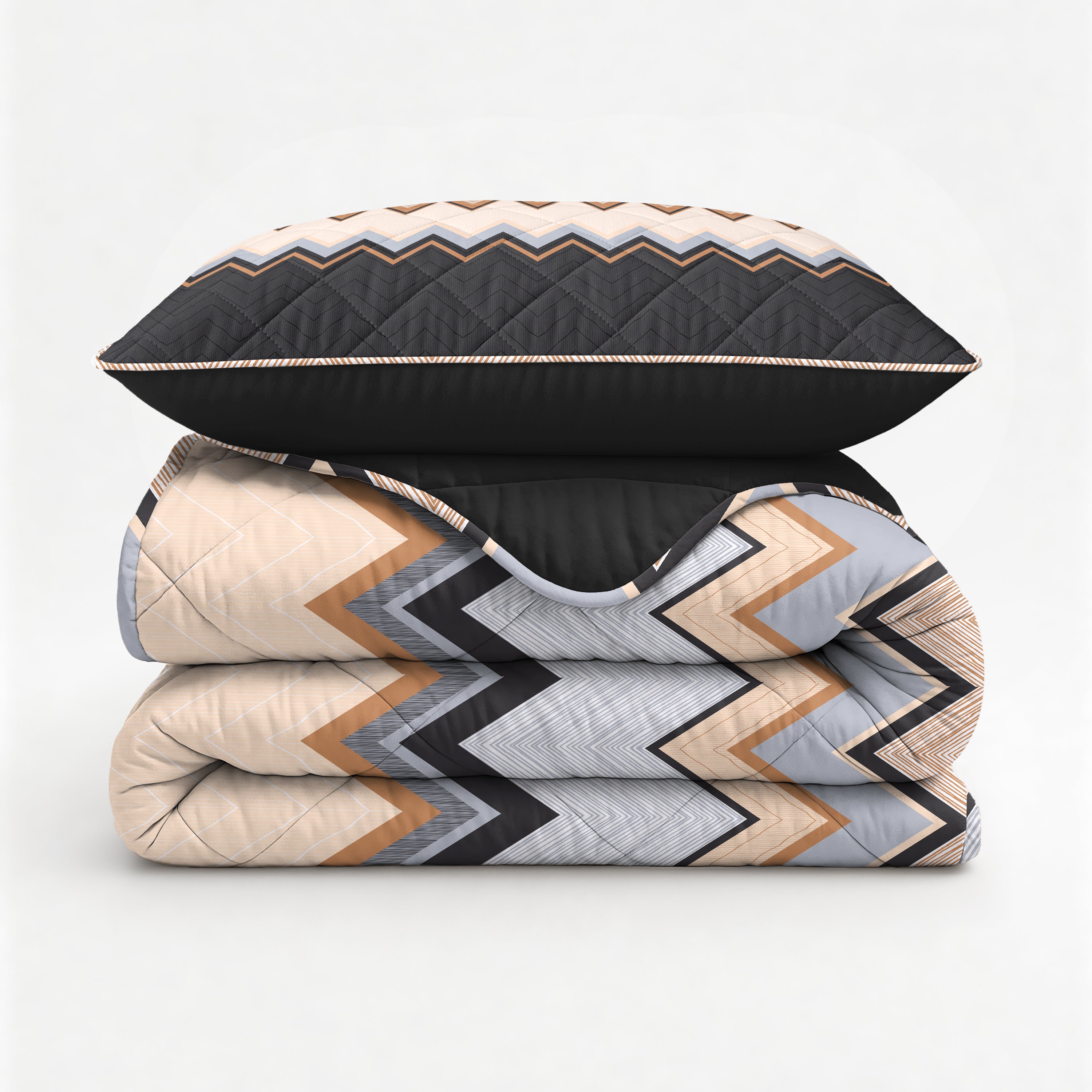 All-in One Lazy Dekbed Mikas Blauw/Zand - Dekbed met kussenslopen