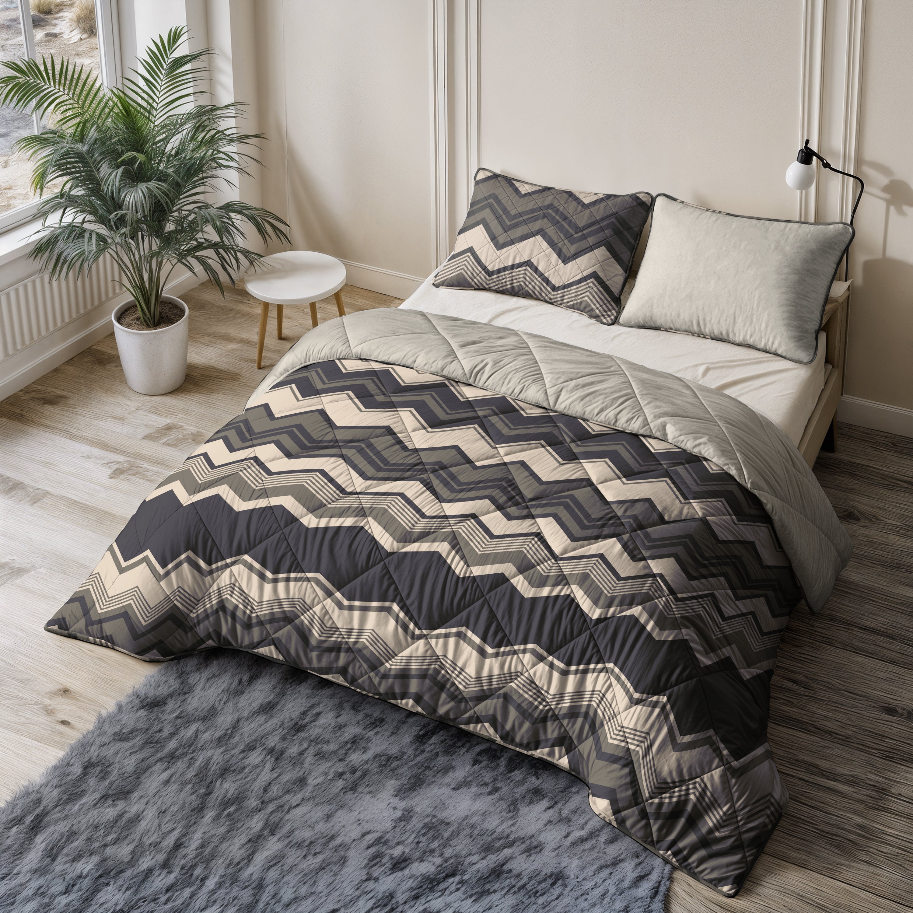 All-in One Lazy Dekbed Remon Taupe - Dekbed met kussenslopen