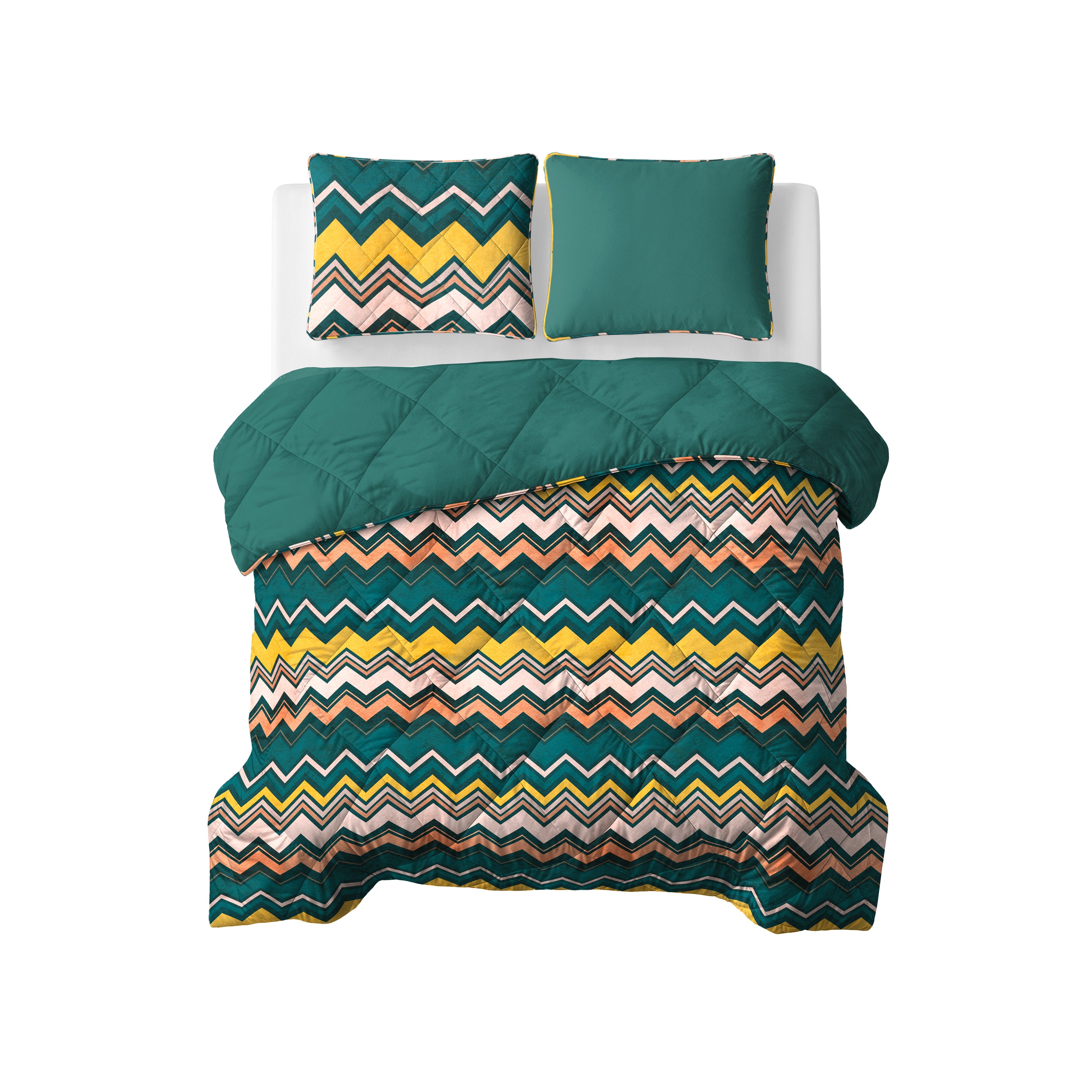 All-in One Lazy Dekbed Scala Donkergroen - Dekbed met kussenslopen