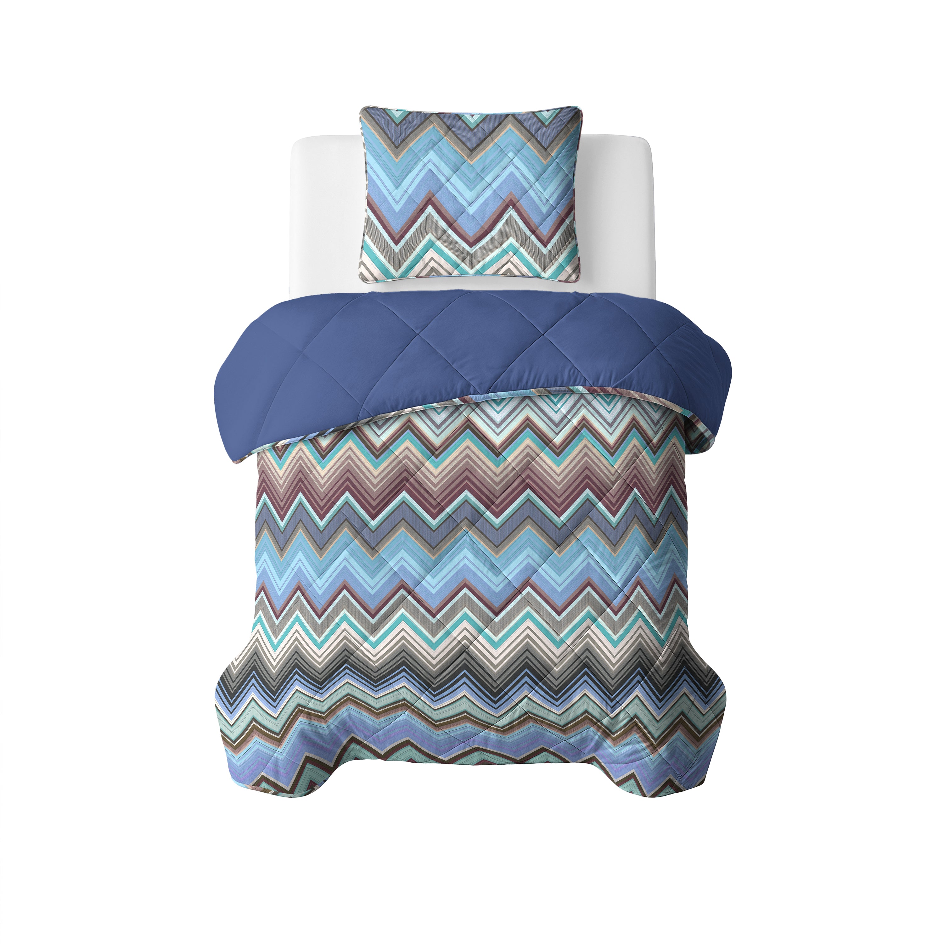 All-in One Lazy Dekbed Tilly Blauw - Dekbed met kussenslopen