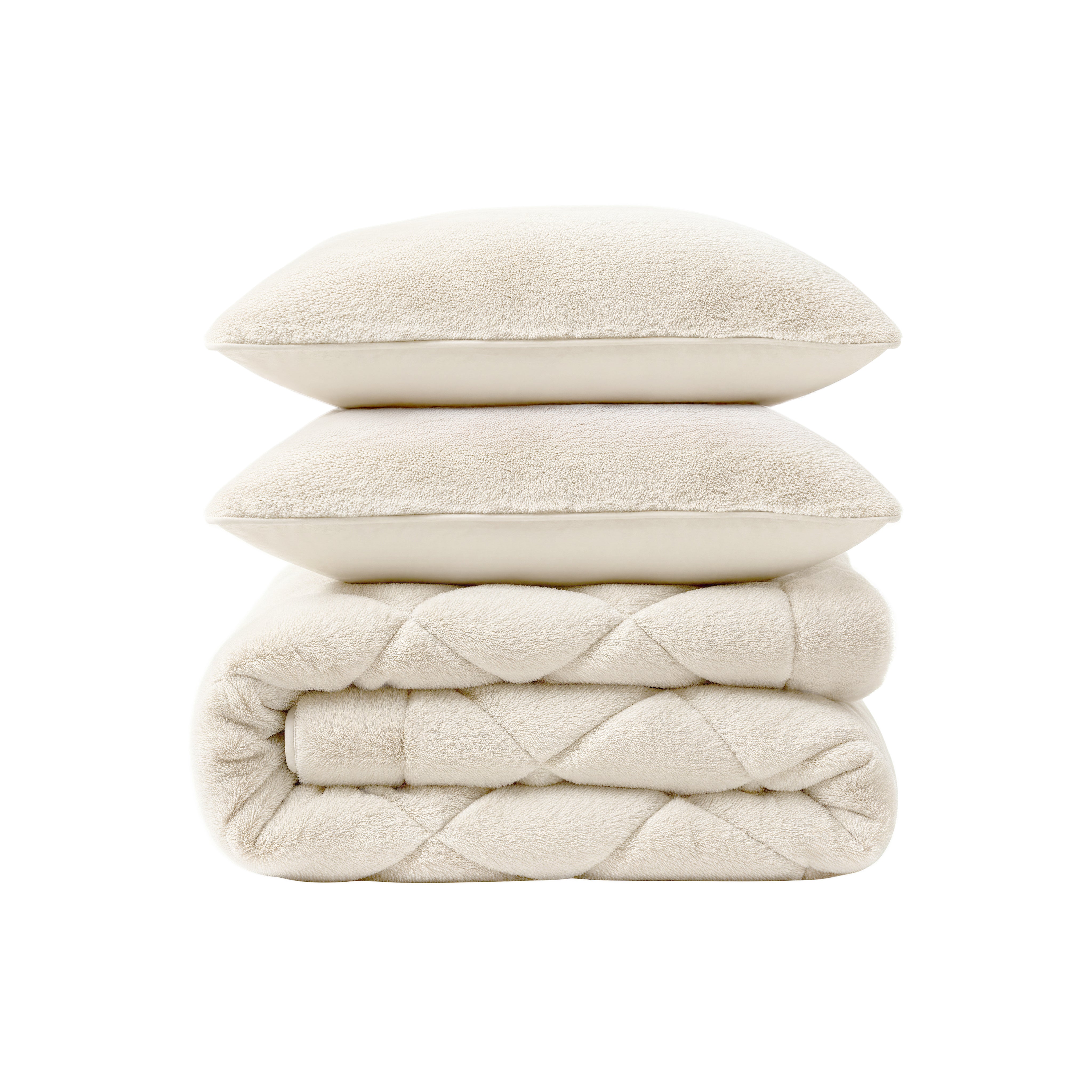 All-in One Lazy Faux Fur Dekbed Beige - Dekbed met kussenslopen