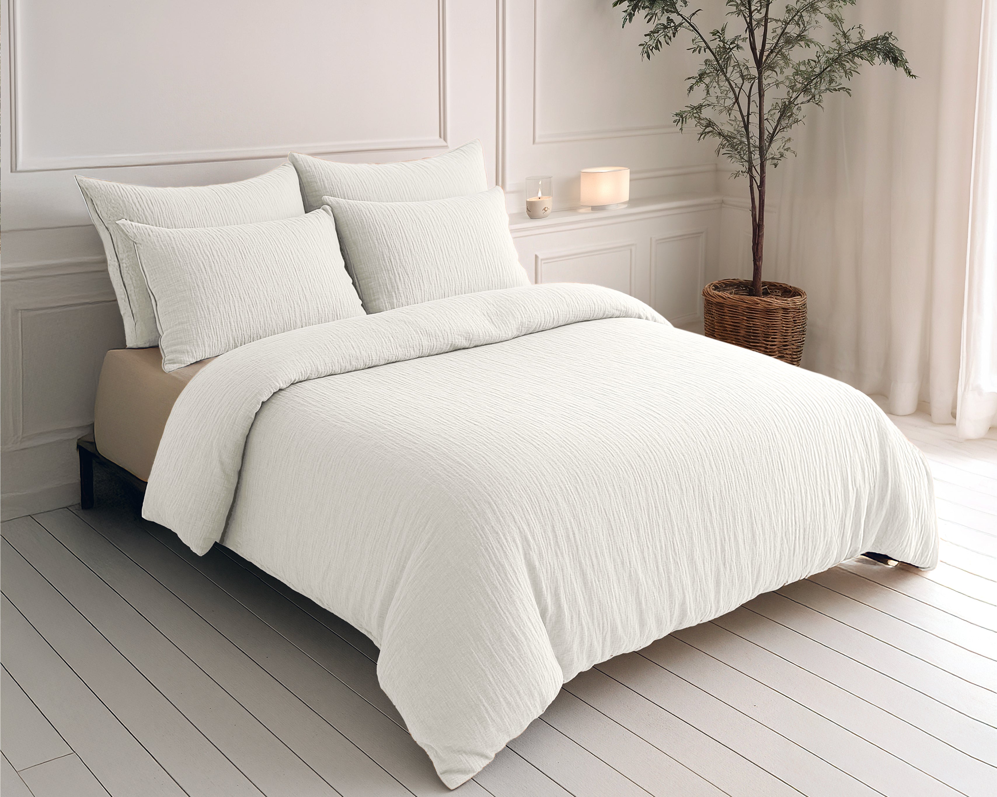 All-in One Lazy Mousseline Dekbed Beige - Dekbed met kussenslopen