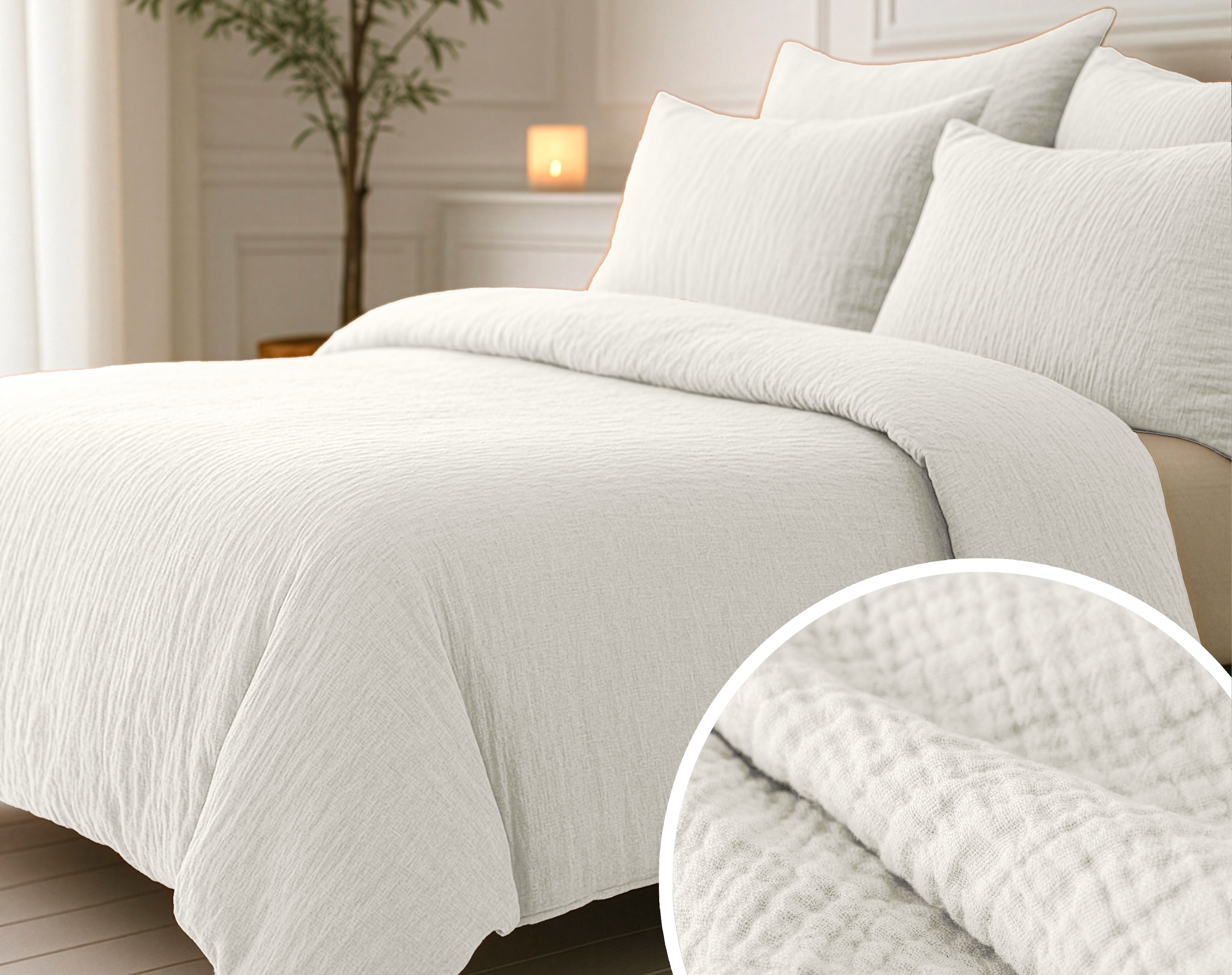 All-in One Lazy Mousseline Dekbed Beige - Dekbed met kussenslopen