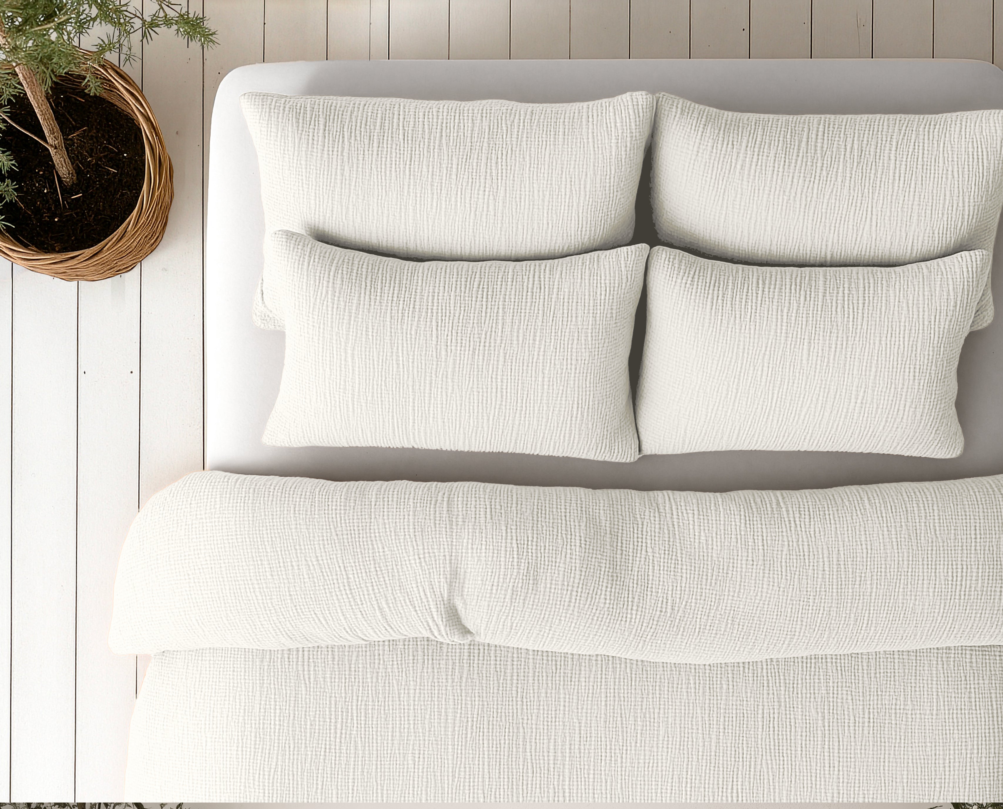 All-in One Lazy Mousseline Dekbed Beige - Dekbed met kussenslopen