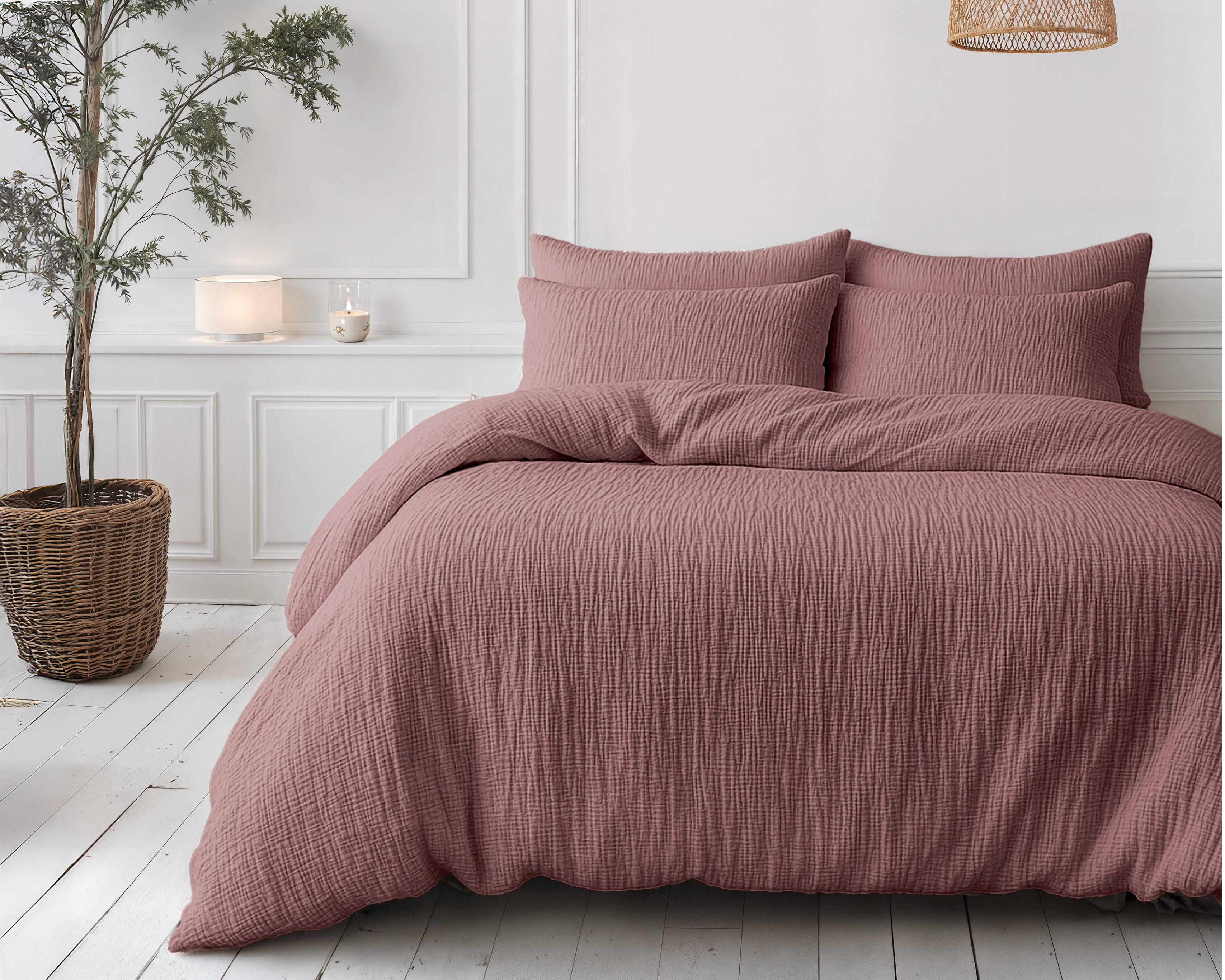 All-in One Lazy Mousseline Dekbed Oud Roze - Dekbed met kussenslopen