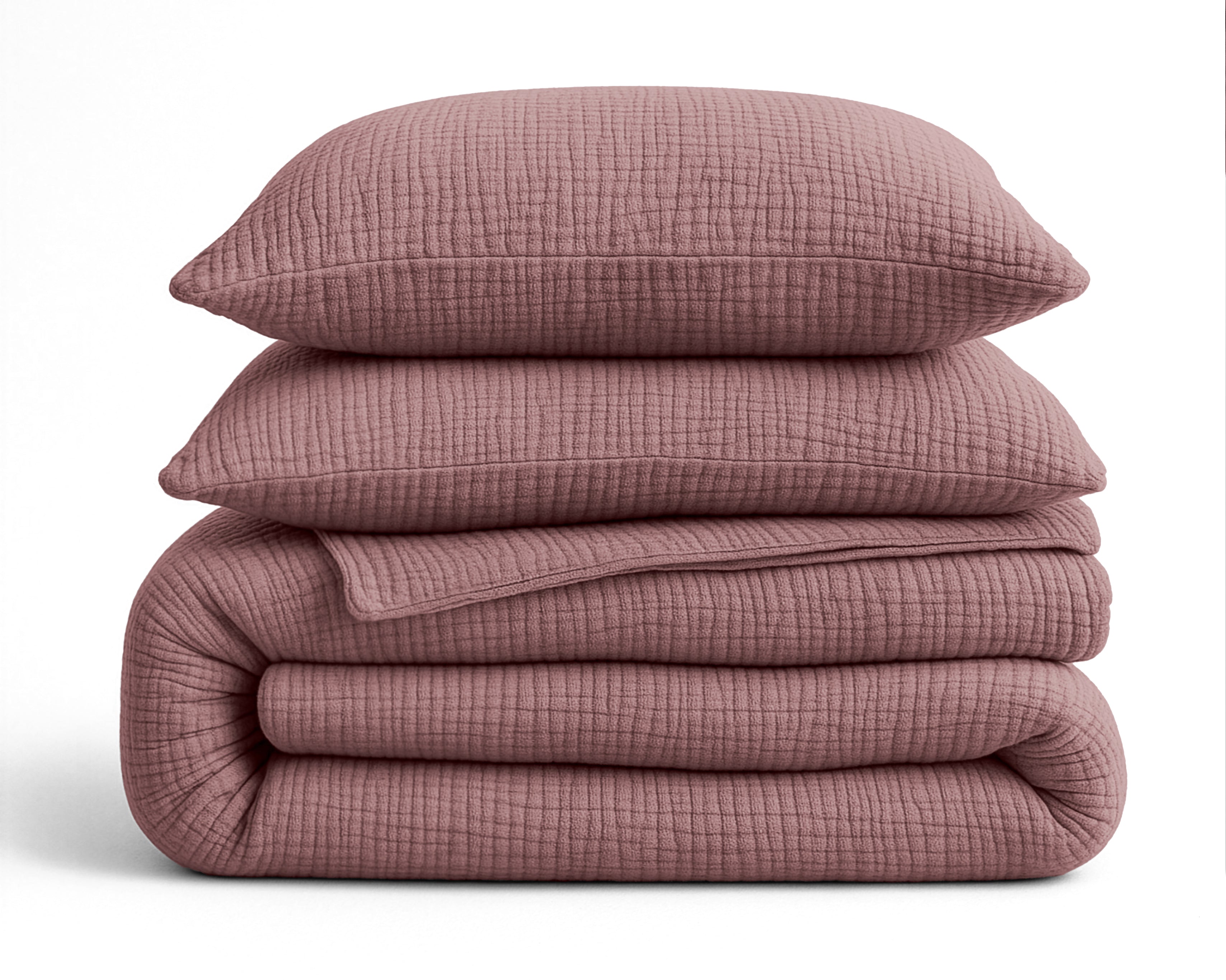 All-in One Lazy Mousseline Dekbed Oud Roze - Dekbed met kussenslopen