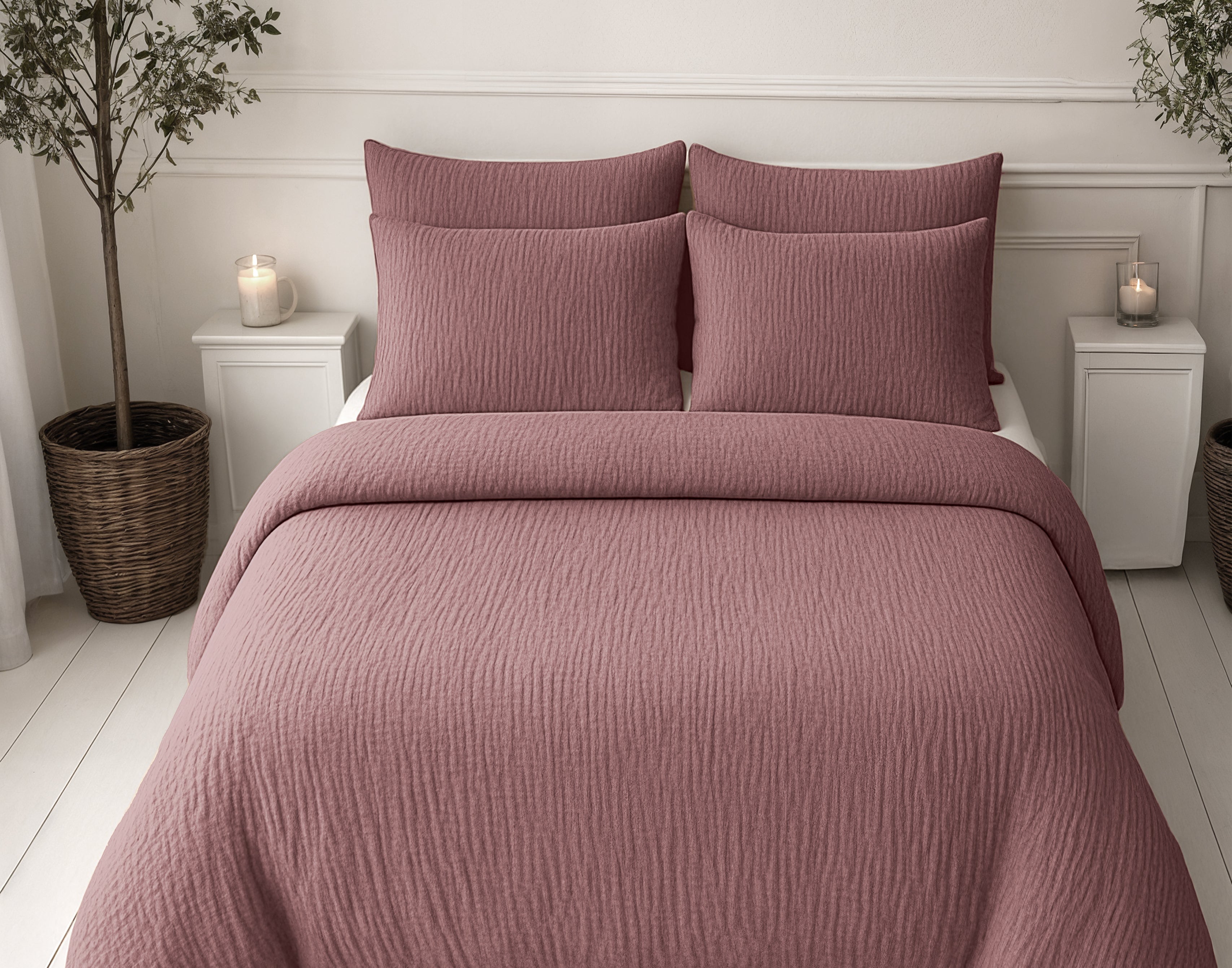 All-in One Lazy Mousseline Dekbed Oud Roze - Dekbed met kussenslopen
