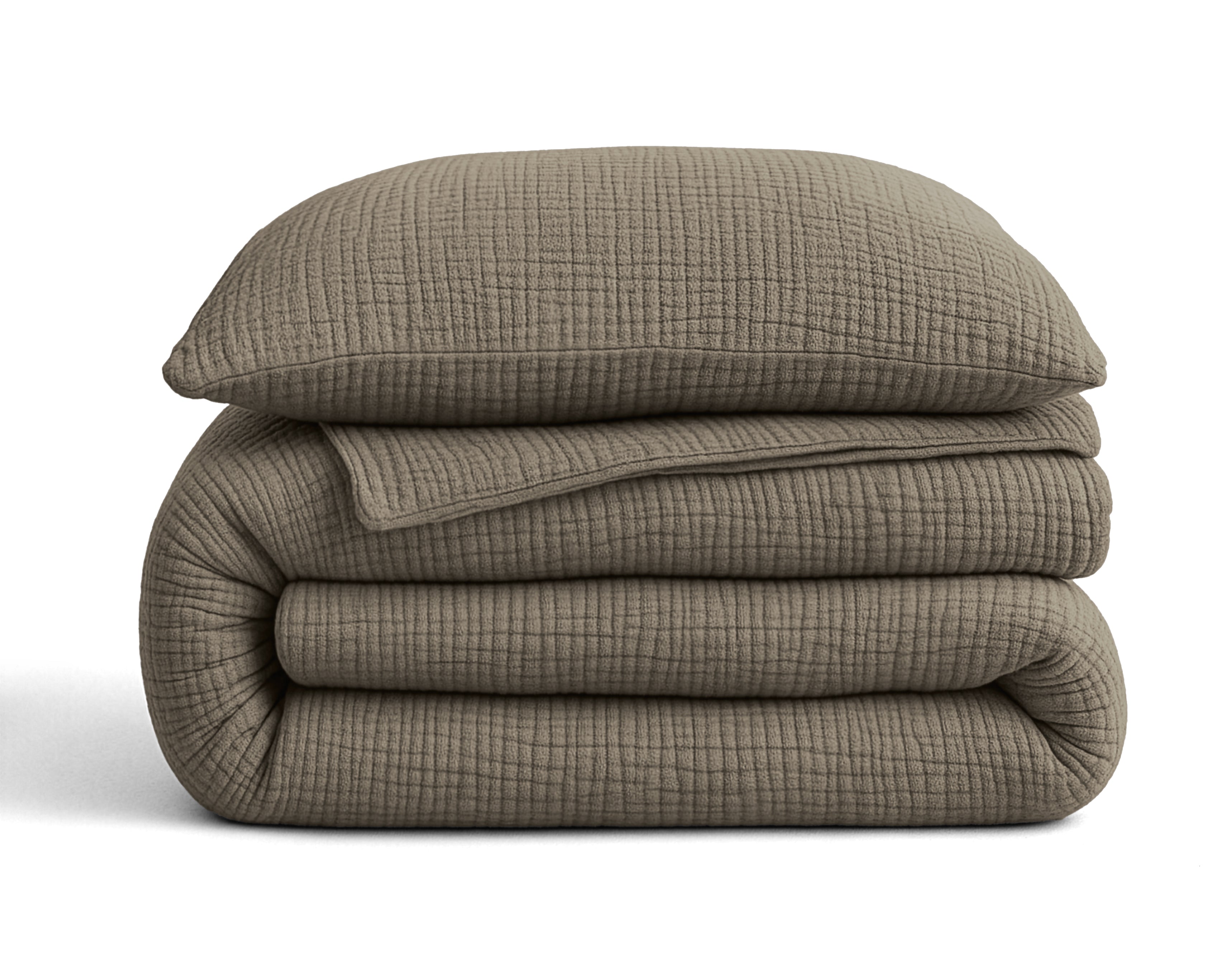 All-in One Lazy Mousseline Dekbed Taupe - Dekbed met kussenslopen