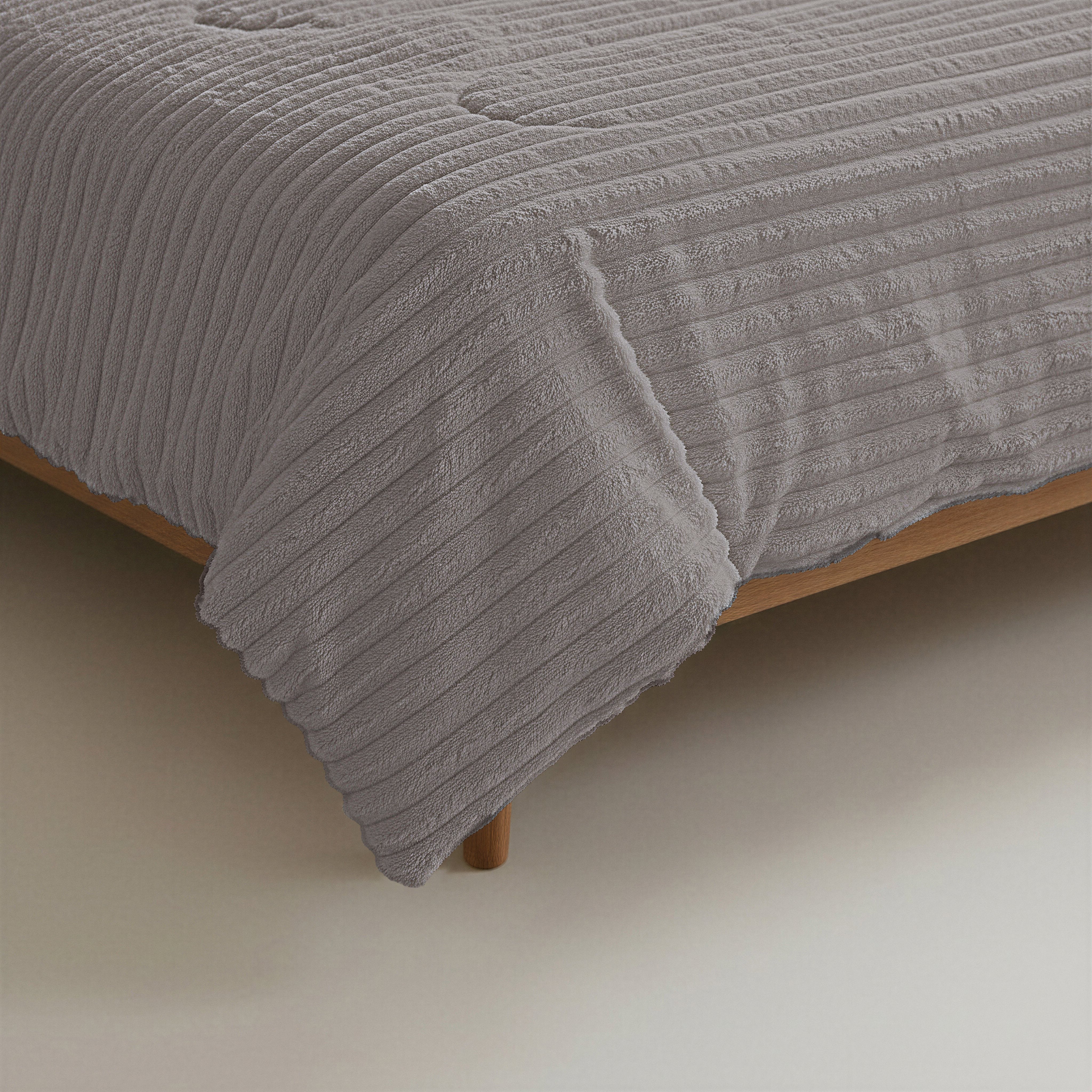 All-in One Lazy Rib Flanel Dekbed Taupe/Grey - Dekbed met kussenslopen