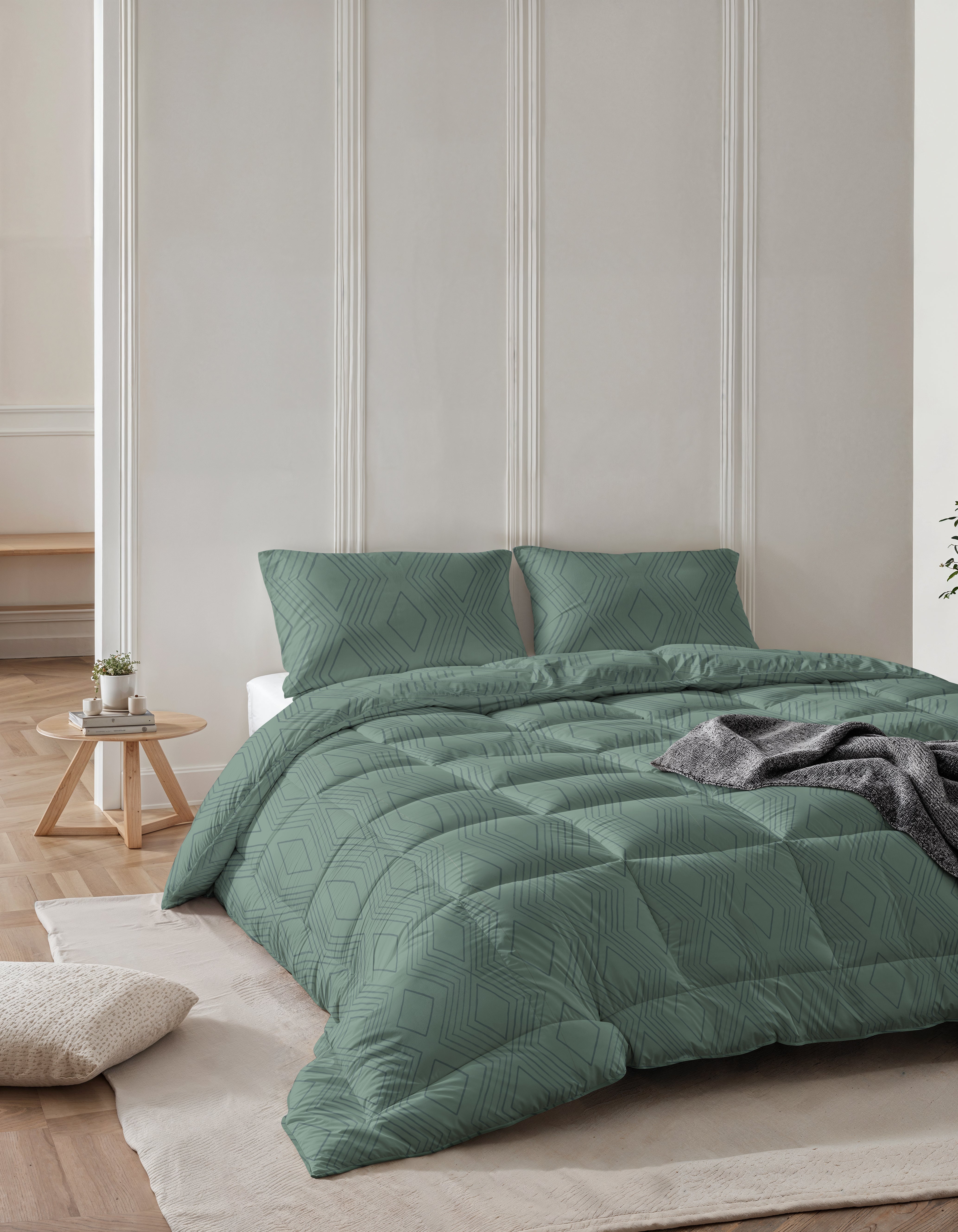 All-in One Lazy Dekbed Dorian Groen - Dekbed met kussenslopen
