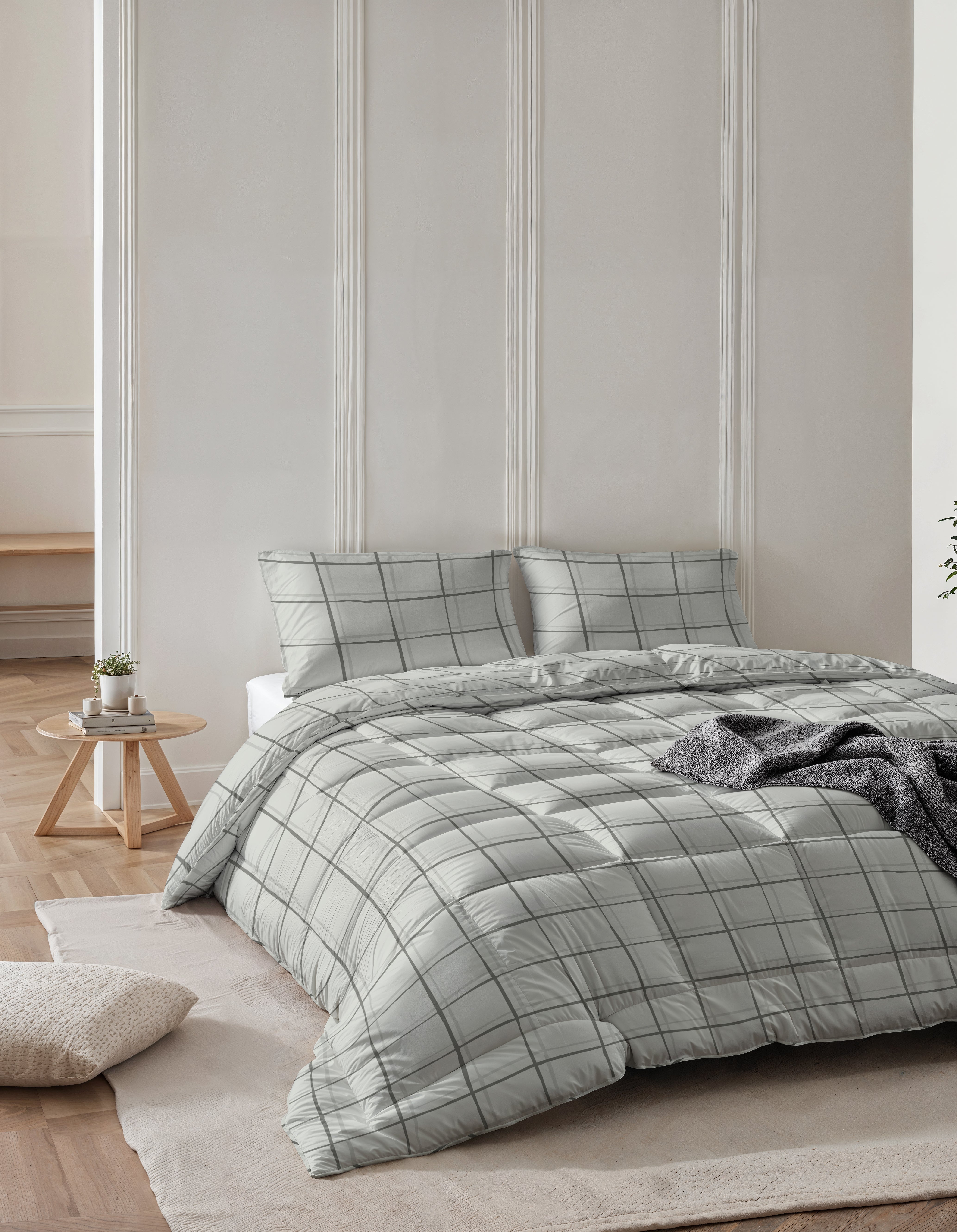 All-in One Lazy Dekbed Hannah Grijs - Dekbed met kussenslopen