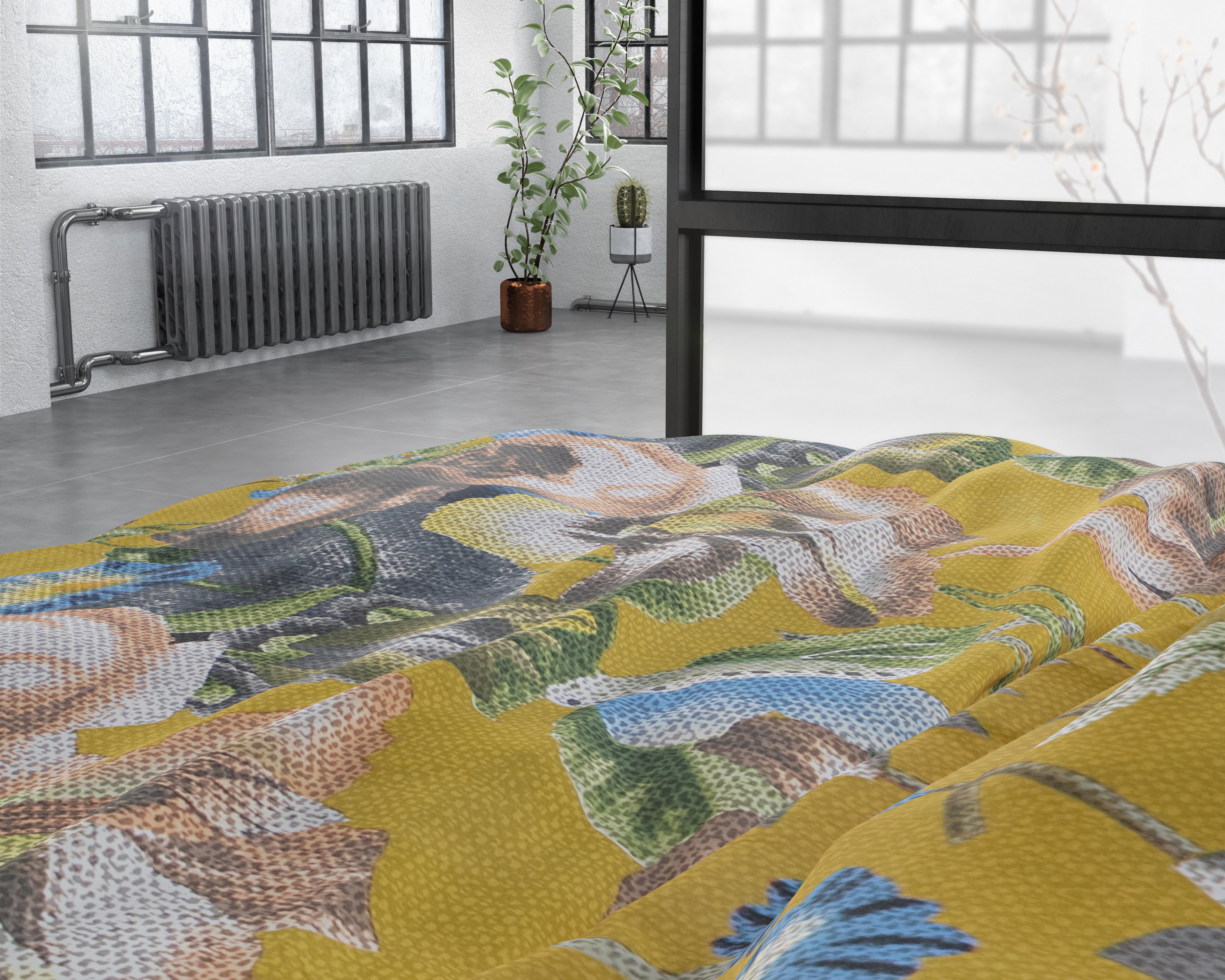 Andolf Yellow Duvet Cover - Luxury Satin - High Quality - Trendy Prints