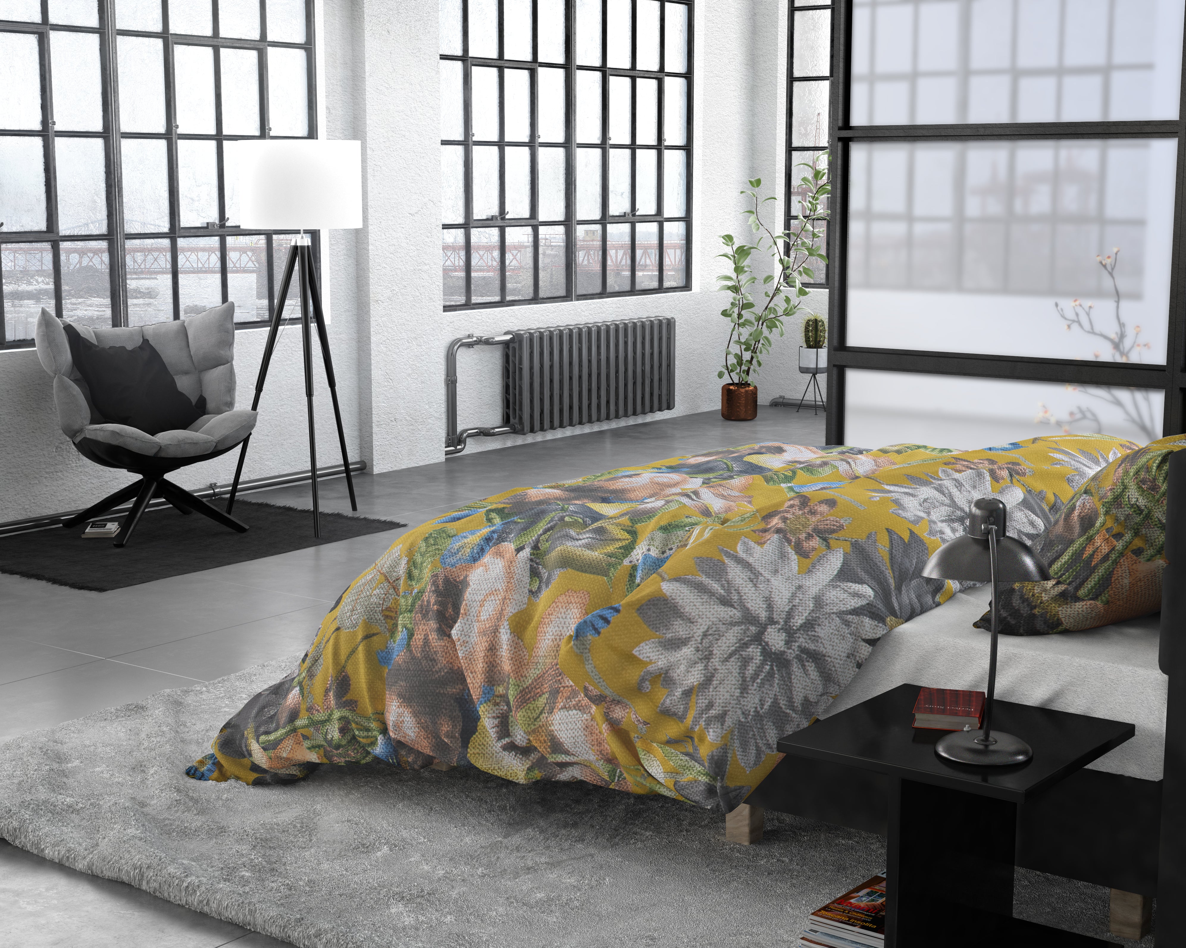 Andolf Yellow Duvet Cover - Luxury Satin - High Quality - Trendy Prints