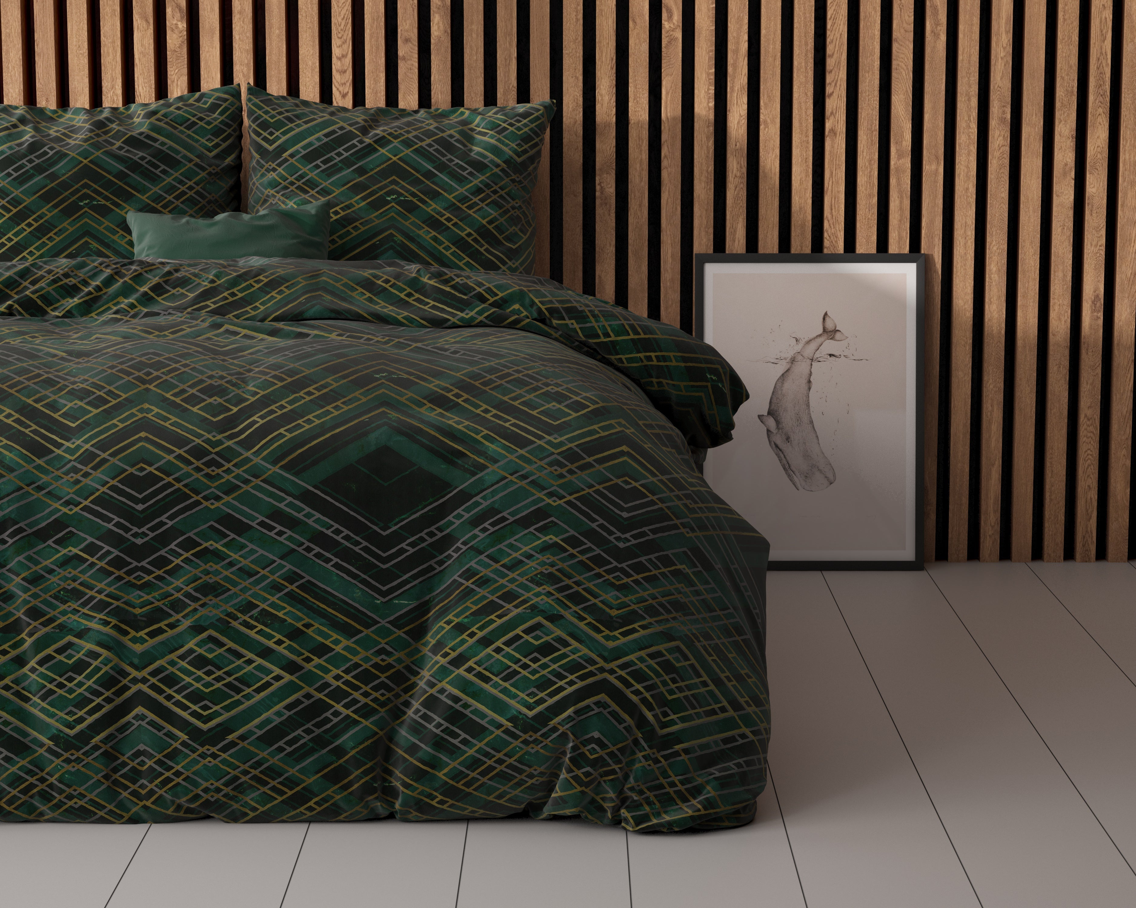 Authentic Triangle Duvet Cover Green - Cotton Woven - Non-Iron - Fun Prints