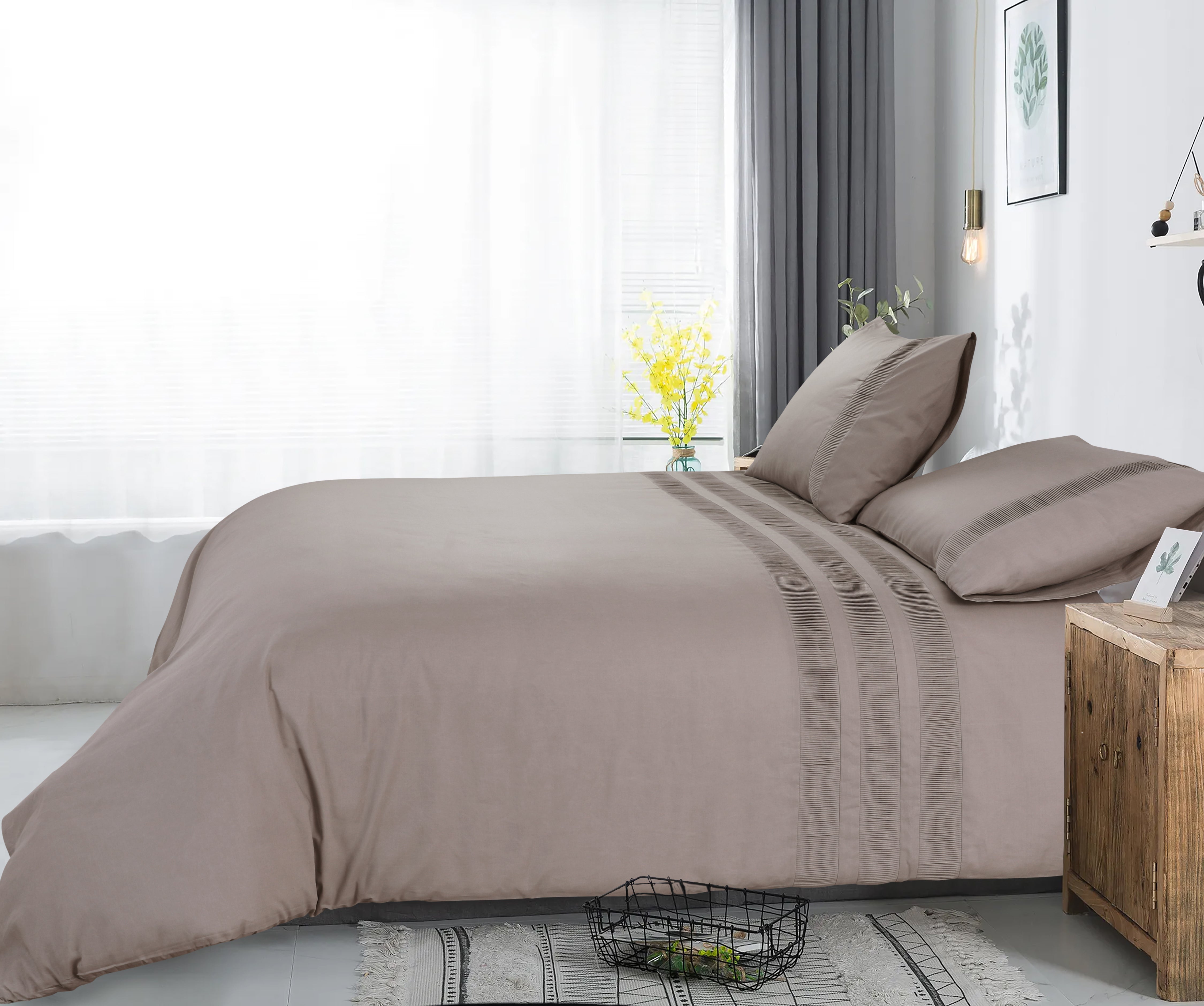 Bali Dekbedovertrek Taupe - 100% Katoen