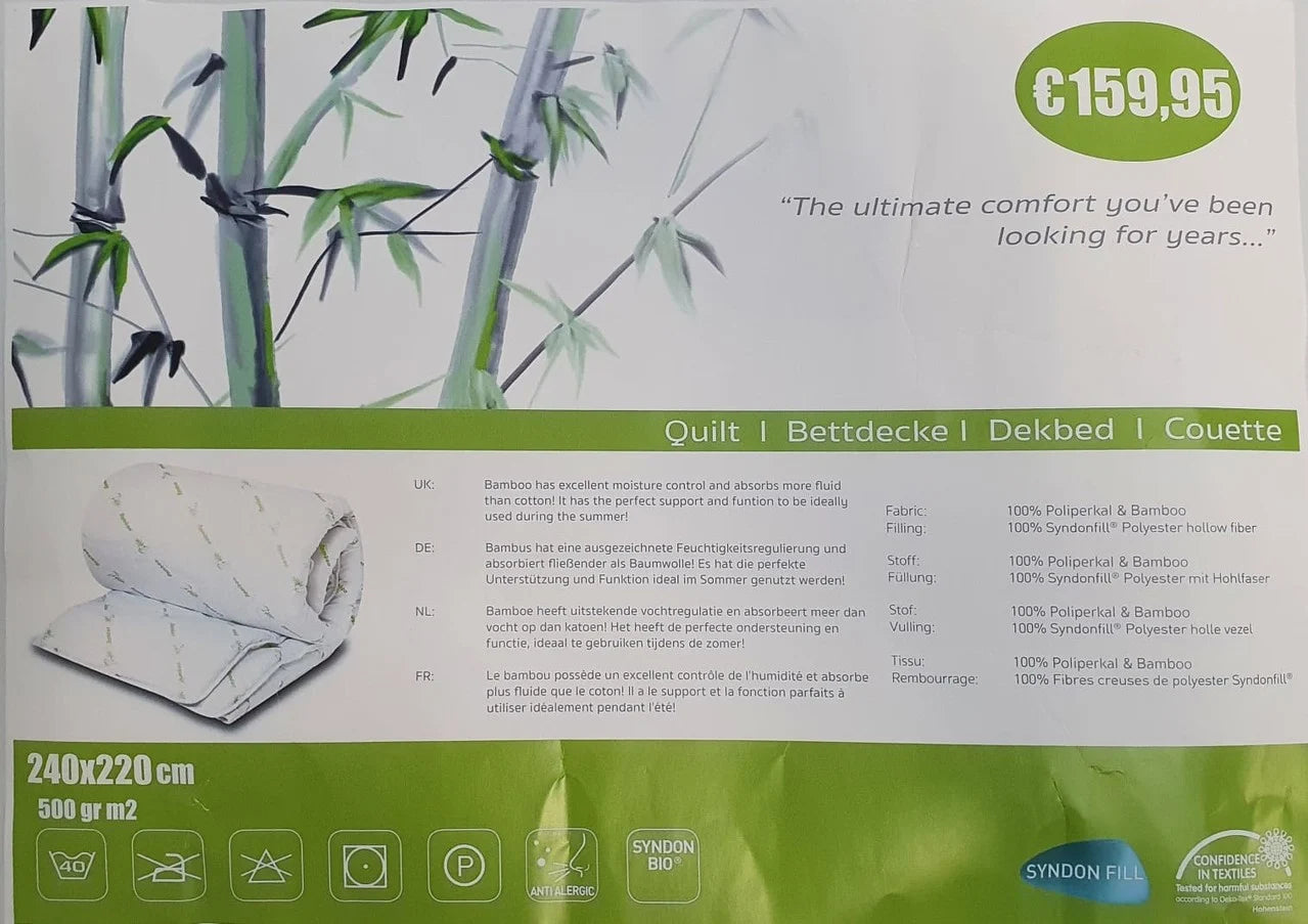 Bamboo Duvet Anti-Allergy | Breathable, Comfortable & Suitable for Every Season