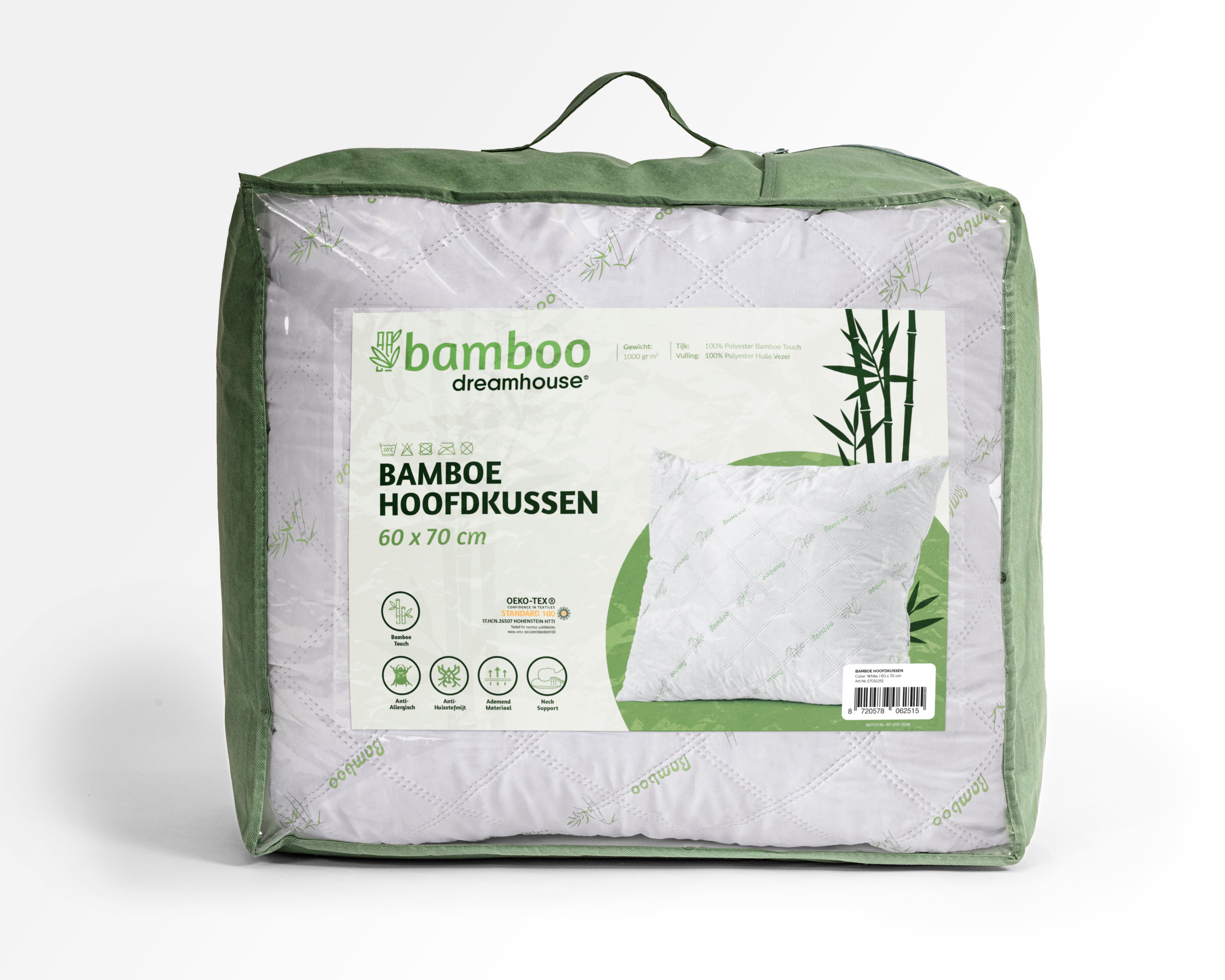 Bamboe Hoofdkussen Wit 60 x 70 - Zacht - Koel - Drukverlagend