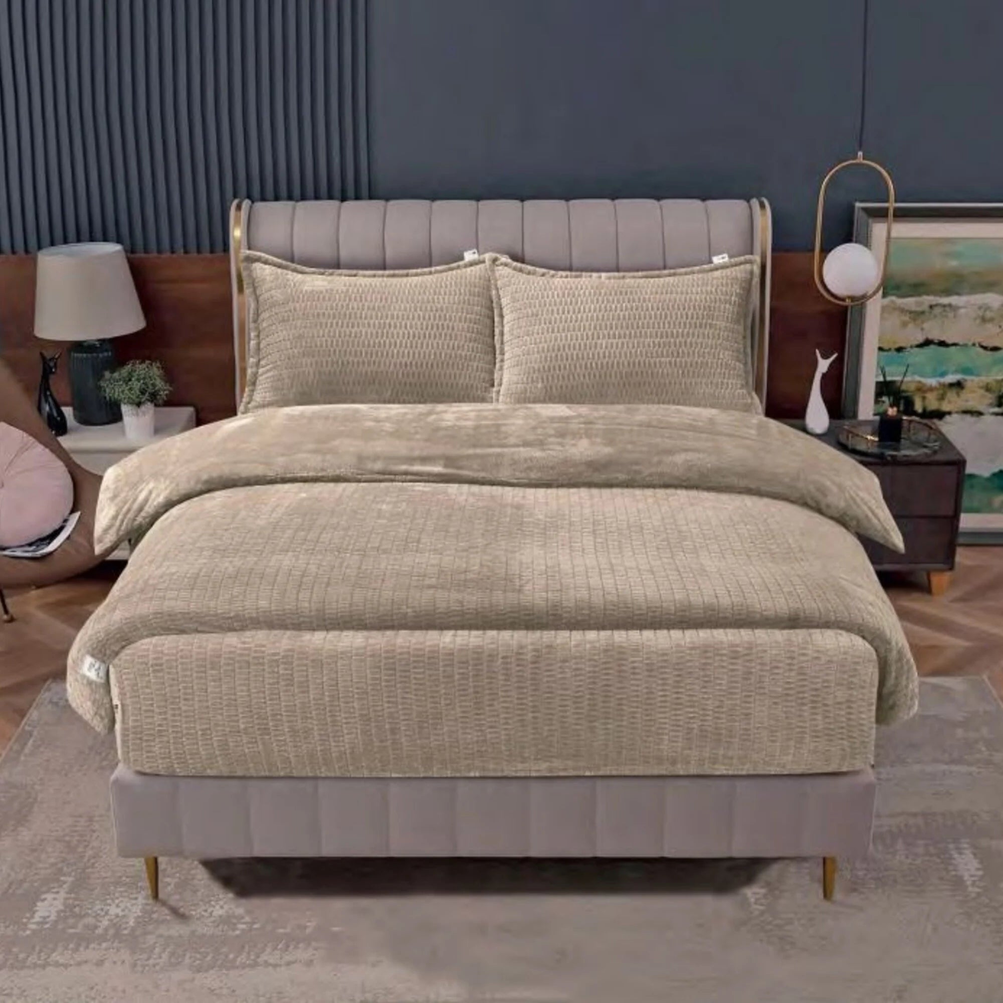 Beau Maison Dekbed - Sherpa Flanel - Beige / Zand - Voor het hele jaar