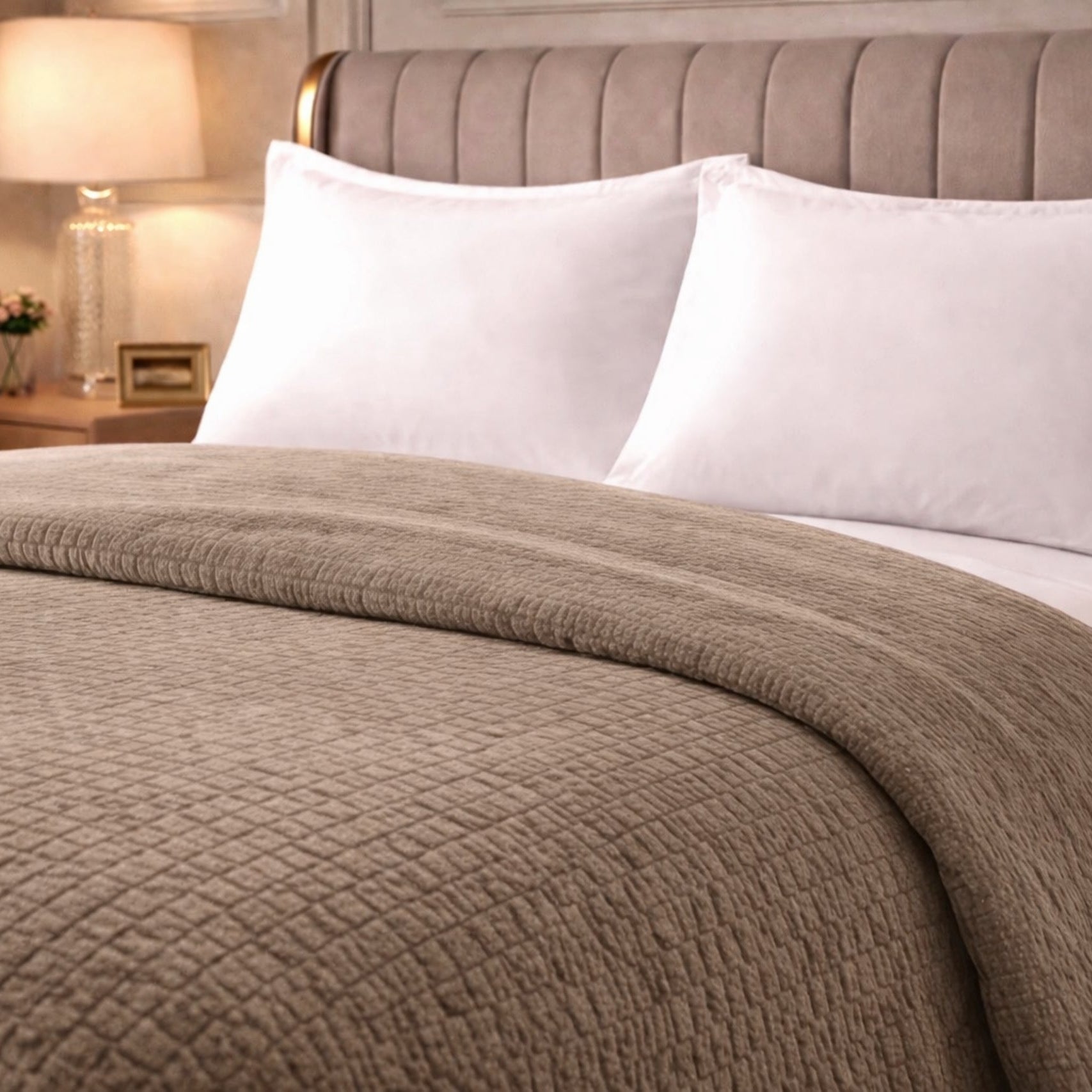 Beau Maison Dekbed - Sherpa Flanel - Beige / Zand - Voor het hele jaar