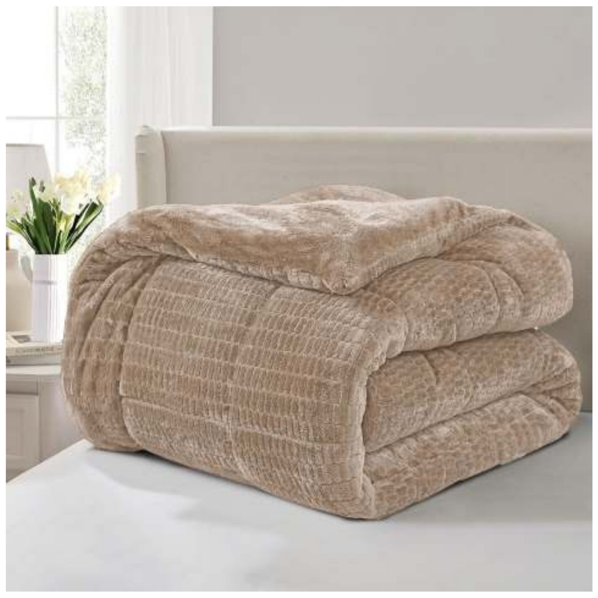 Beau Maison Dekbed - Sherpa Flanel - Beige / Zand - Voor het hele jaar