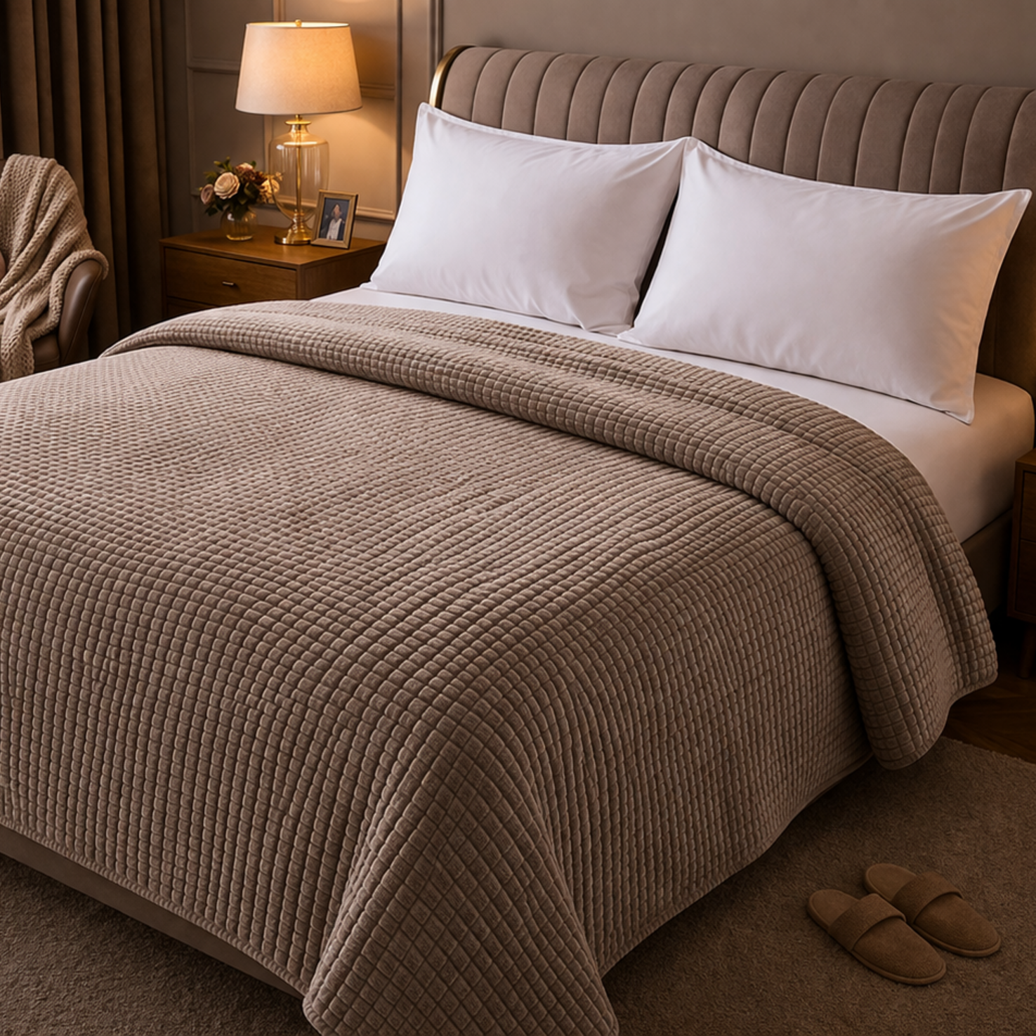 Beau Maison Dekbed - Sherpa Flanel - Coffee Brown - Voor het hele jaar