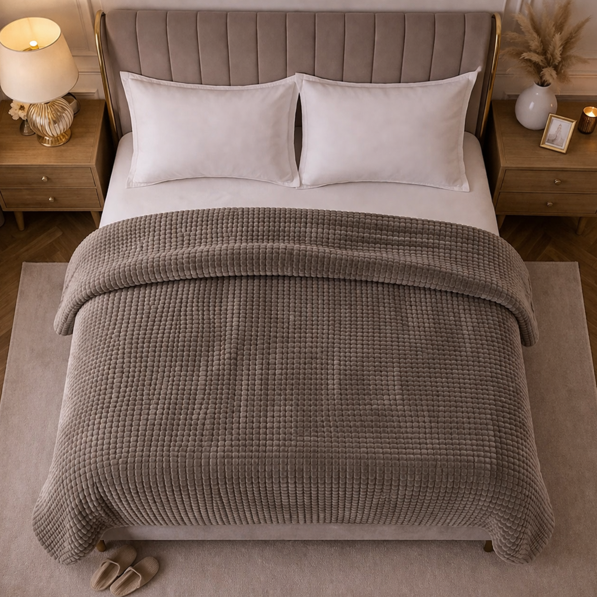 Beau Maison Dekbed - Sherpa Flanel - Coffee Brown - Voor het hele jaar