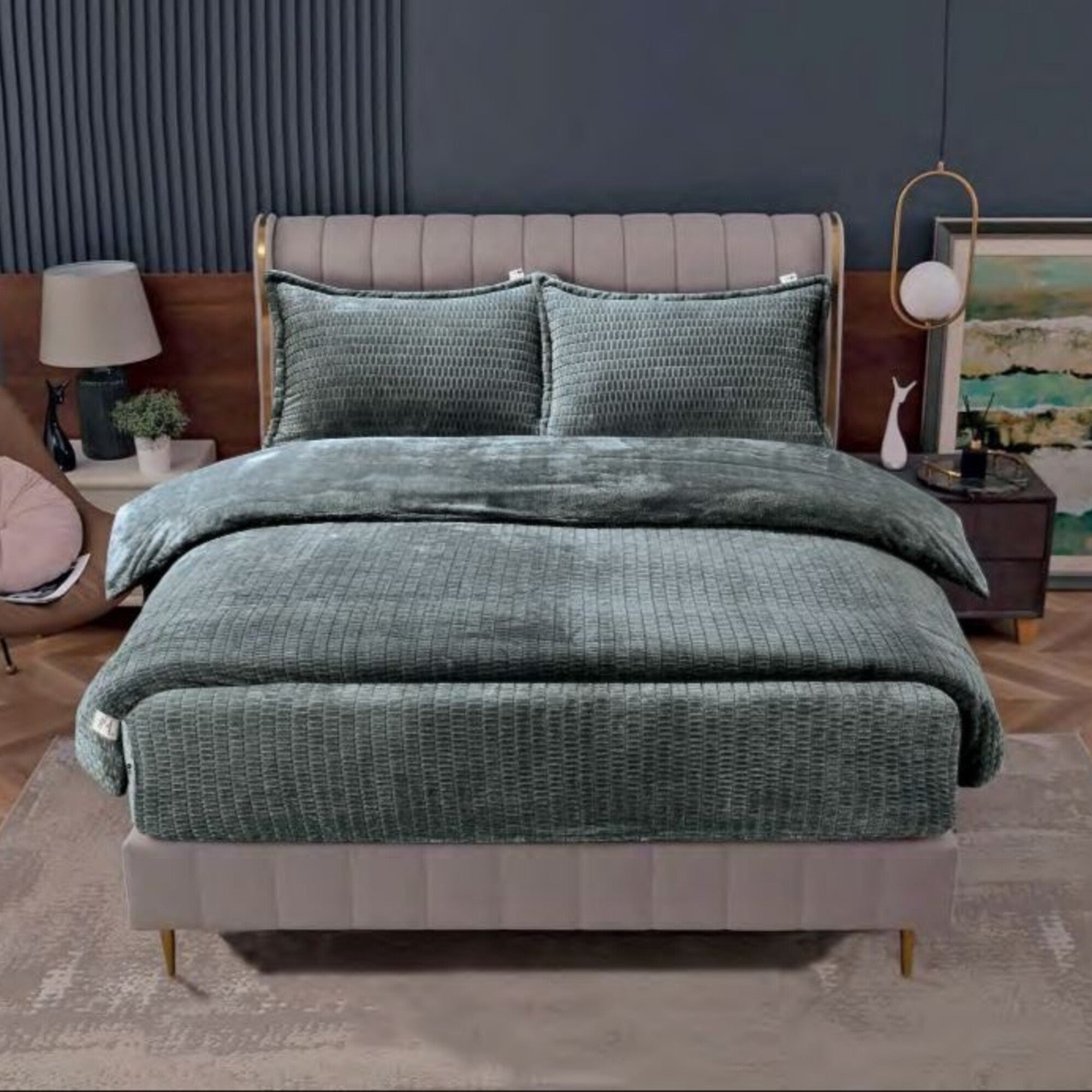 Beau Maison Dekbed - Sherpa Flanel - Dark Grey - Voor het hele jaar