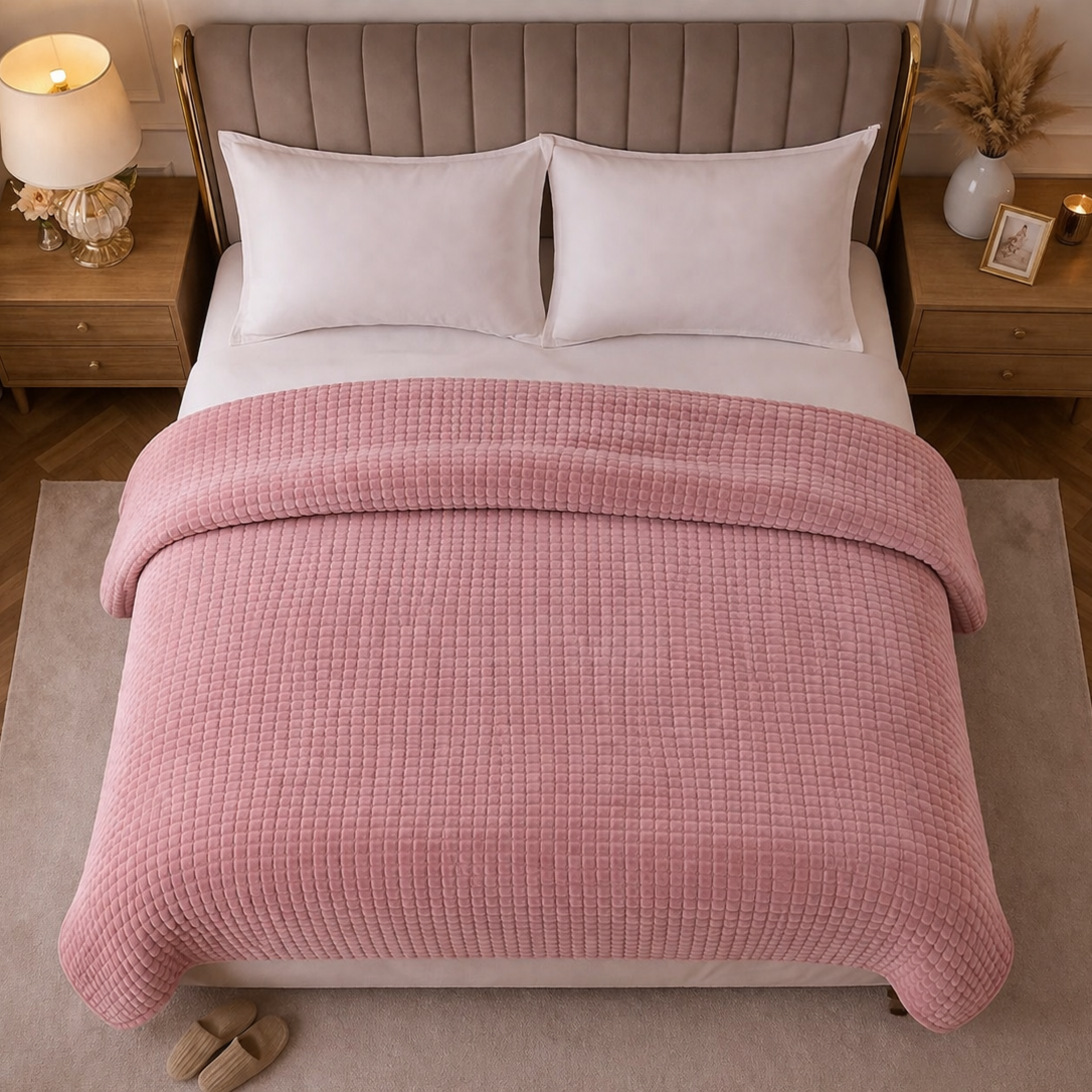 Beau Maison Dekbed - Sherpa Flanel - Dark Pink - Voor het hele jaar
