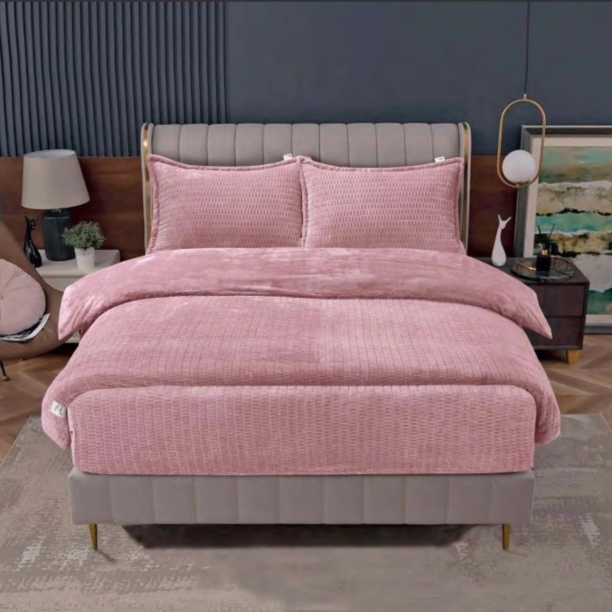 Beau Maison Dekbed - Sherpa Flanel - Dark Pink - Voor het hele jaar