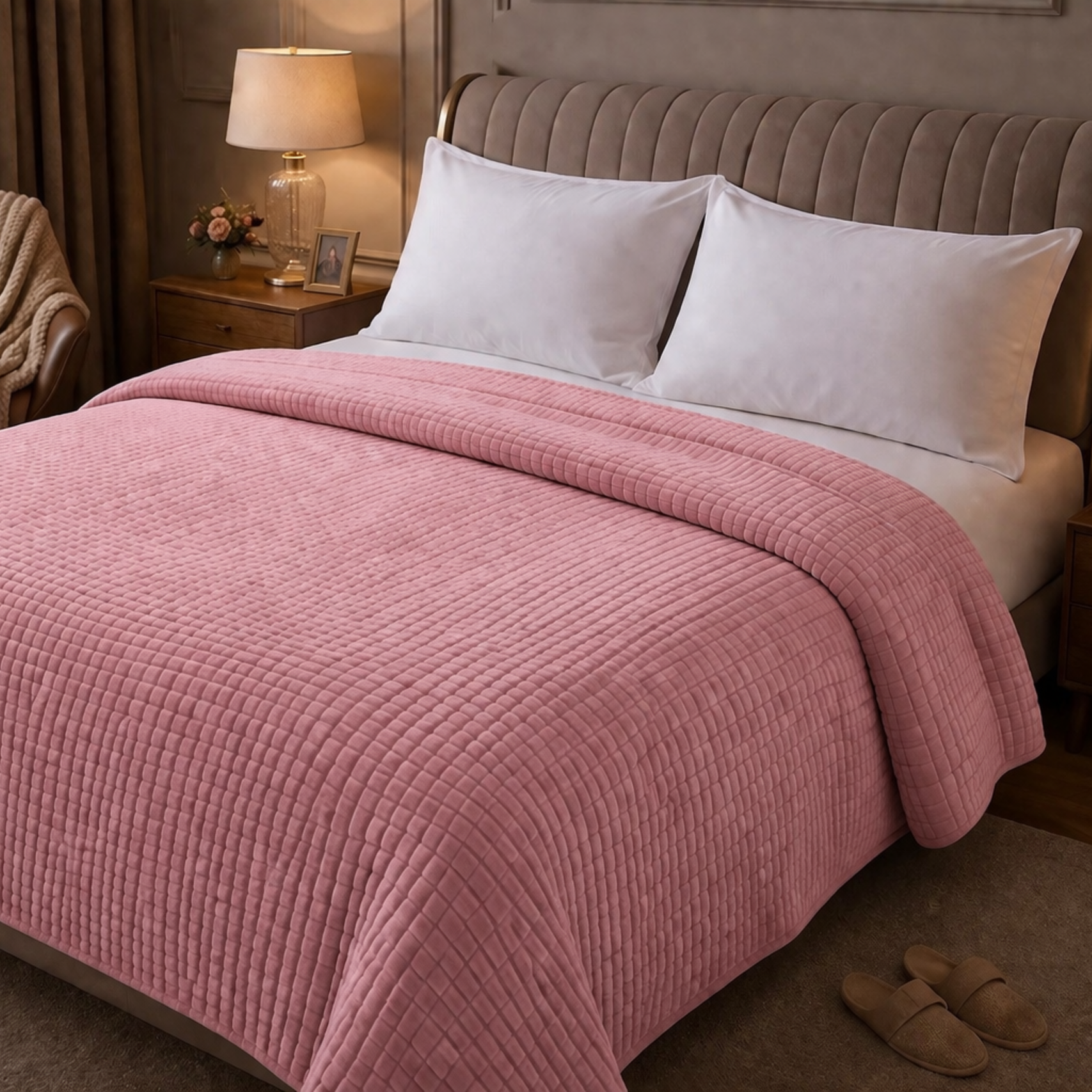 Beau Maison Dekbed - Sherpa Flanel - Dark Pink - Voor het hele jaar