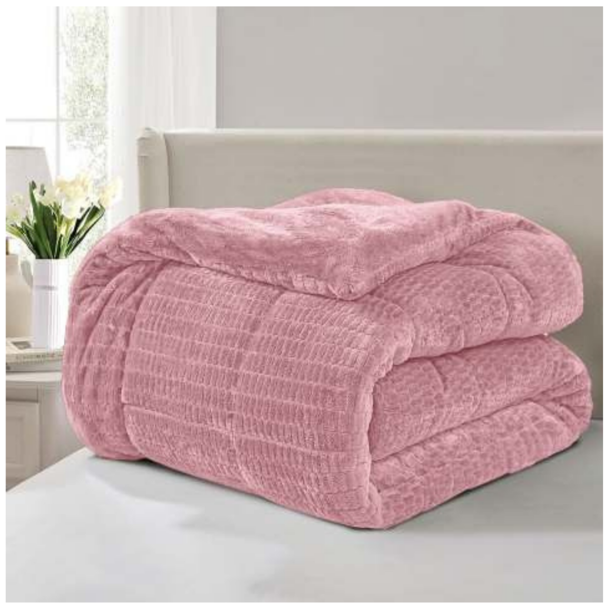 Beau Maison Dekbed - Sherpa Flanel - Dark Pink - Voor het hele jaar