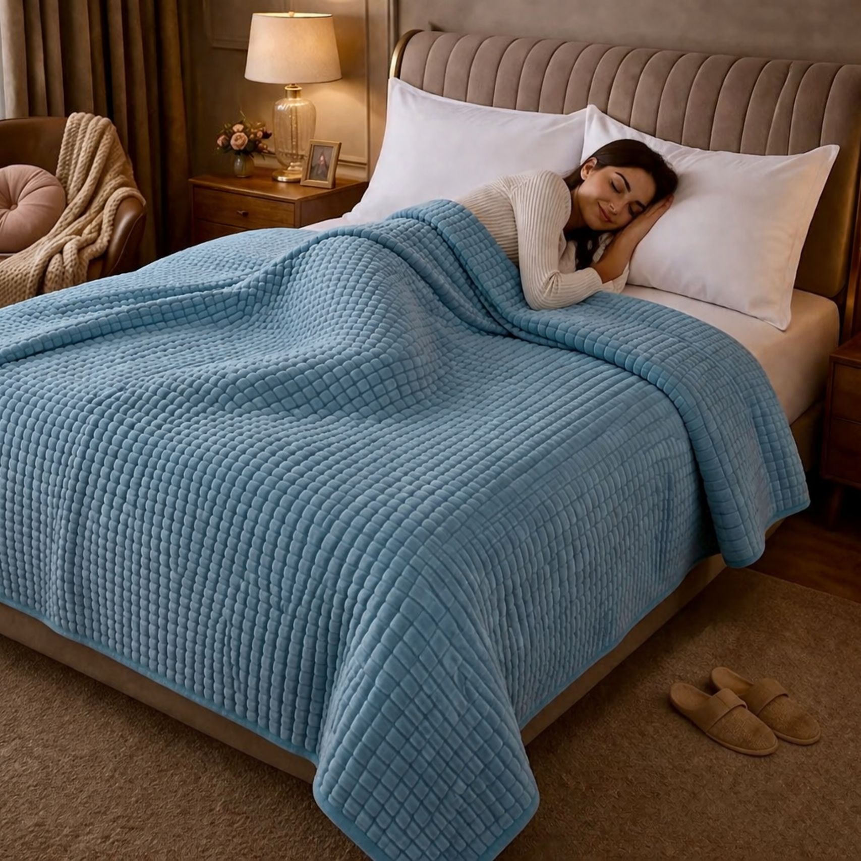 Beau Maison Dekbed - Sherpa Flanel - Petrol Blauw - Voor het hele jaar