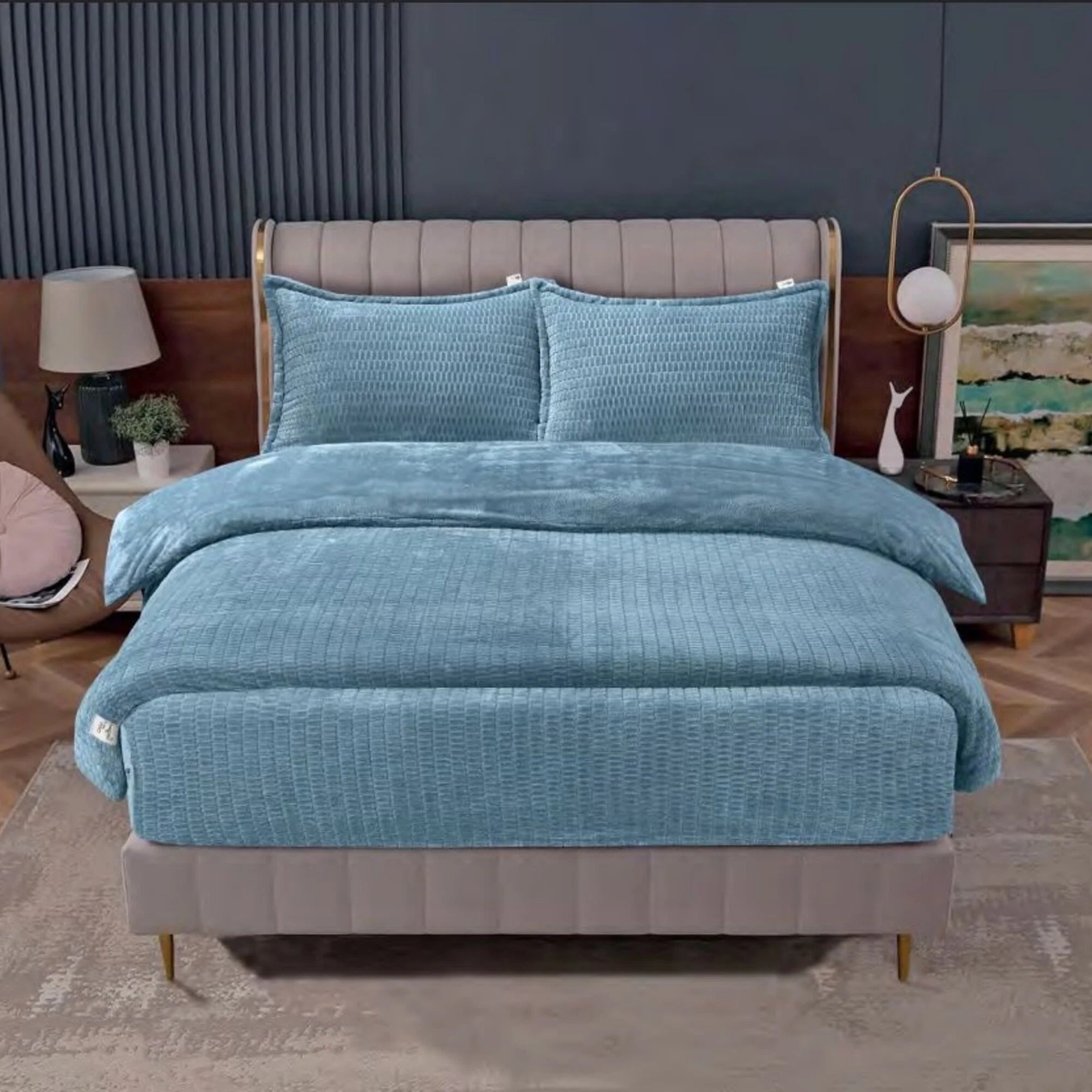 Beau Maison Dekbed - Sherpa Flanel - Petrol Blauw - Voor het hele jaar