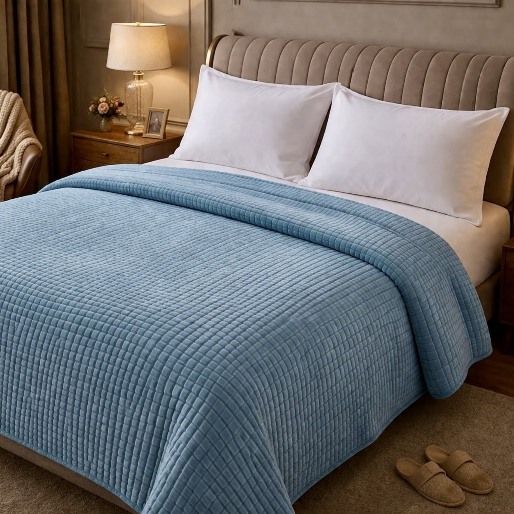 Beau Maison Dekbed - Sherpa Flanel - Petrol Blauw - Voor het hele jaar