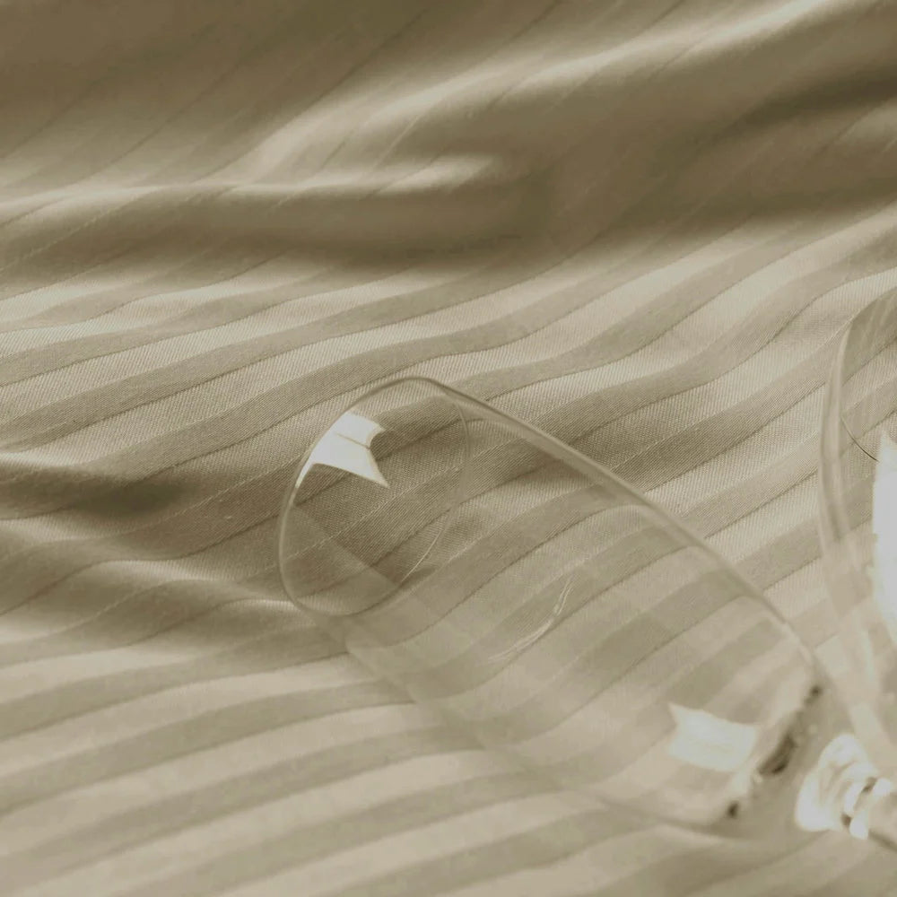 Hotel Line Taupe Green Cotton Satin Duvet Cover | Luxury Hotel Quality