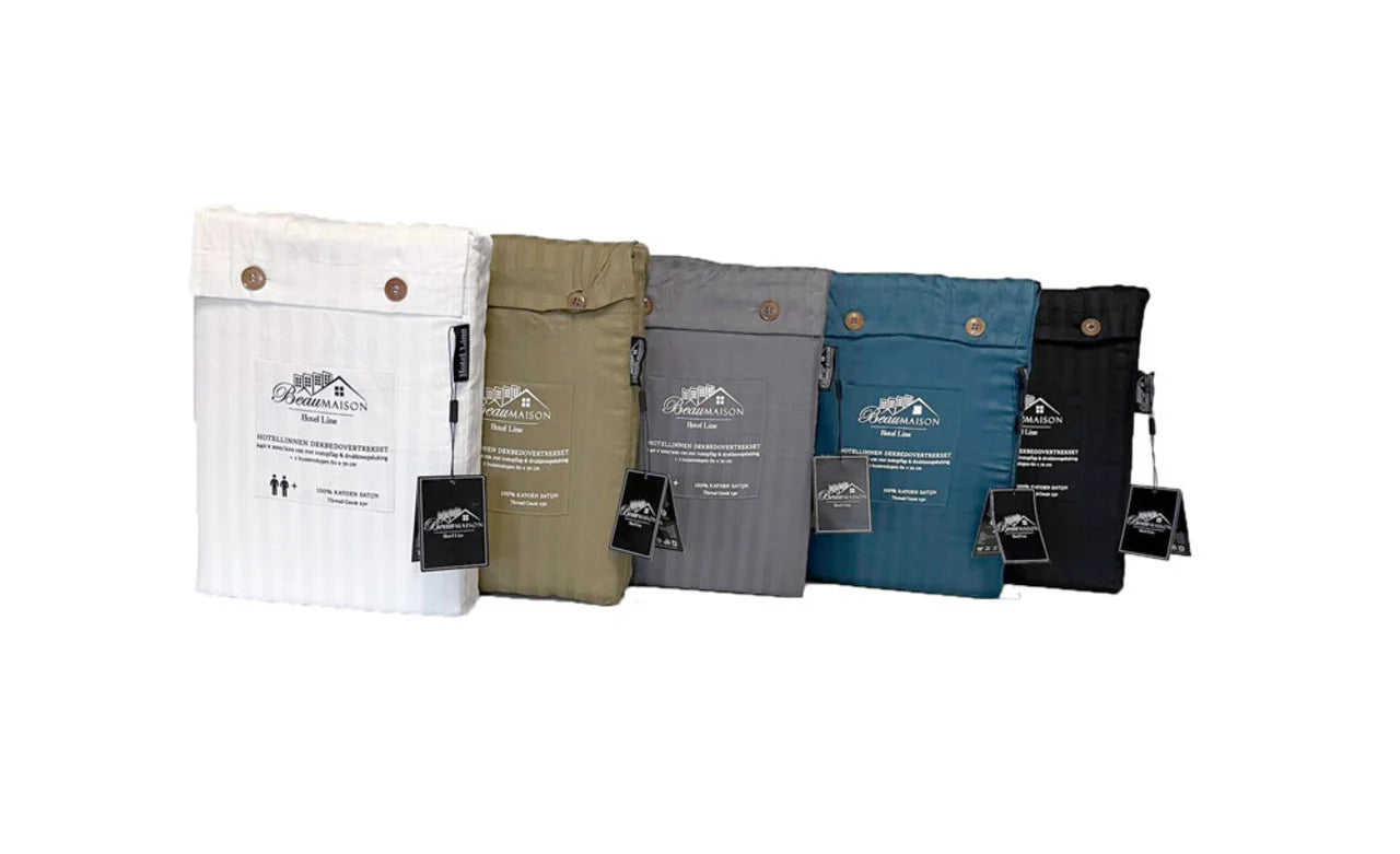 Hotel Line Taupe Green Cotton Satin Duvet Cover | Luxury Hotel Quality