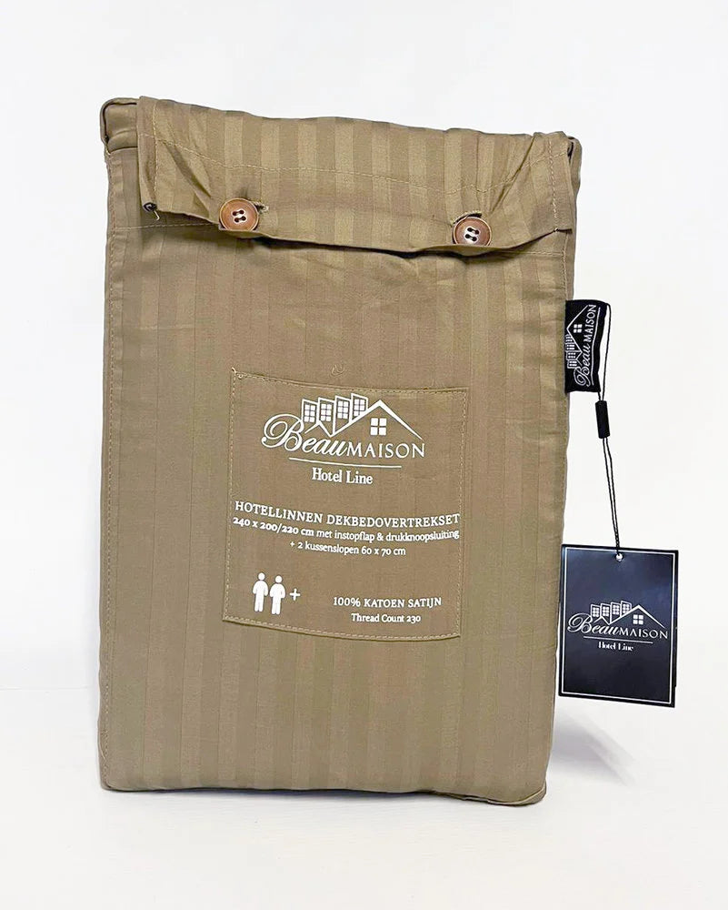 Hotel Line Taupe Green Cotton Satin Duvet Cover | Luxury Hotel Quality