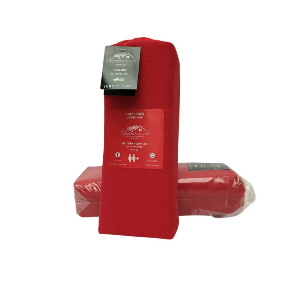 Jersey Fitted Sheet Red – 100% Cotton, Perfect Fit and Anti-allergic