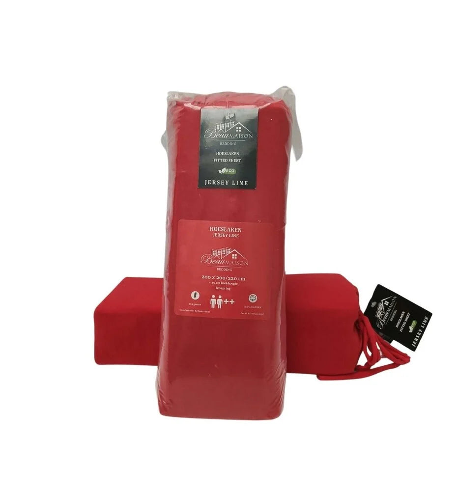 Jersey Fitted Sheet Red – 100% Cotton, Perfect Fit and Anti-allergic