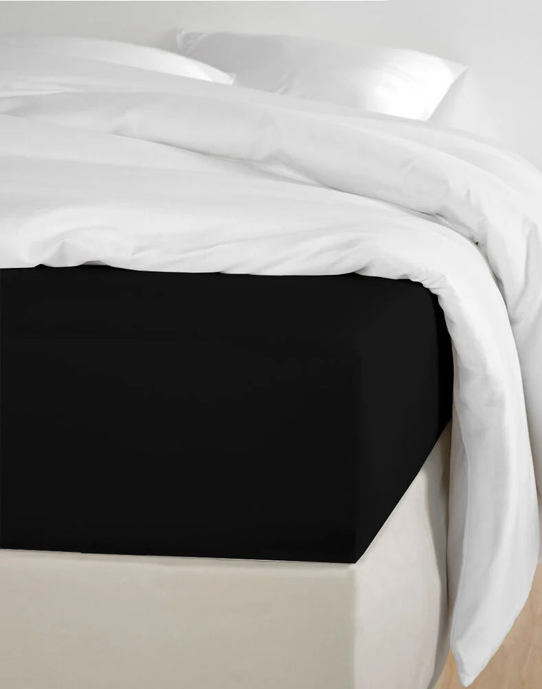 Black Fitted Sheet | 100% Cotton, Durable, Anti-Allergic