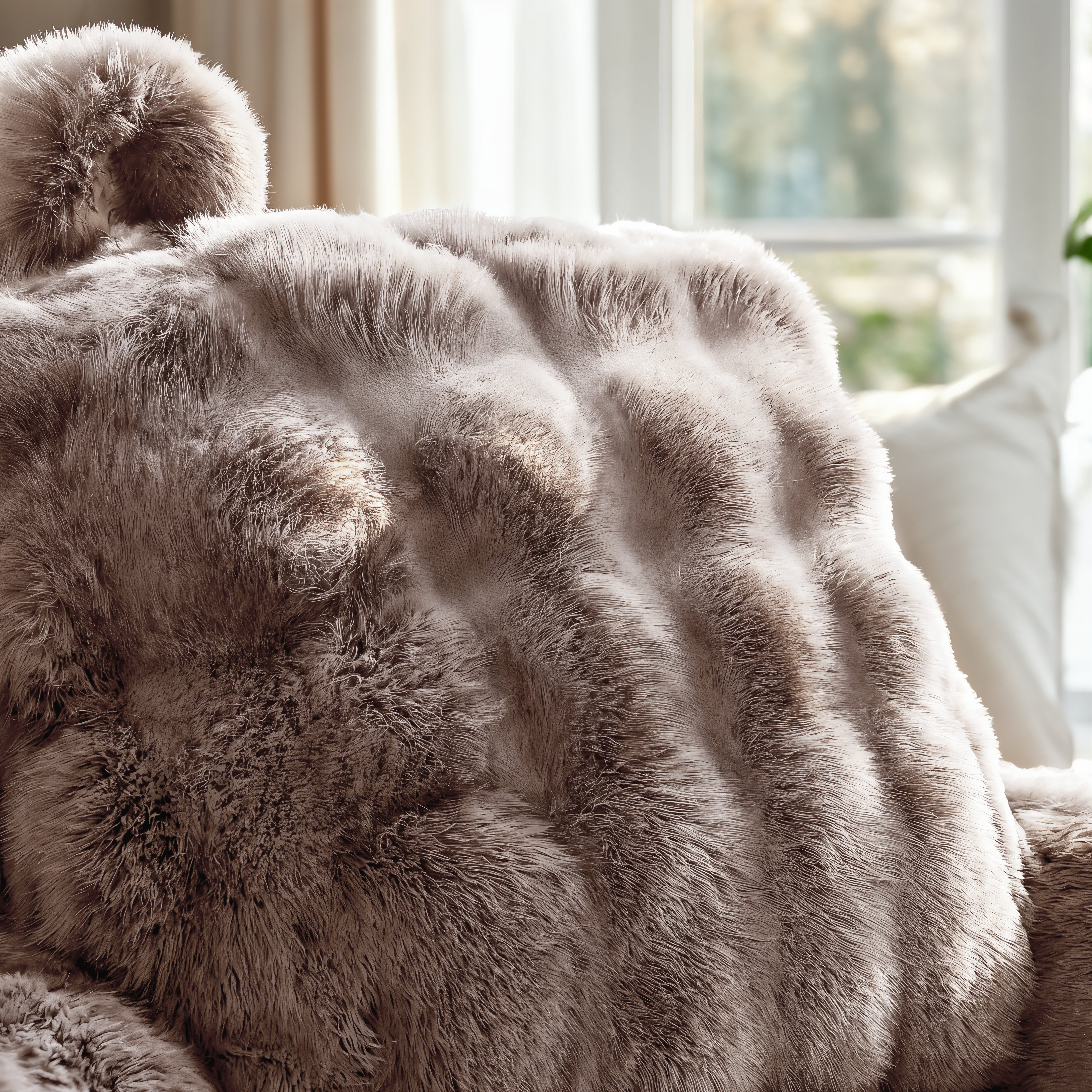 Bedrest Pompom Taupe 34 x 50