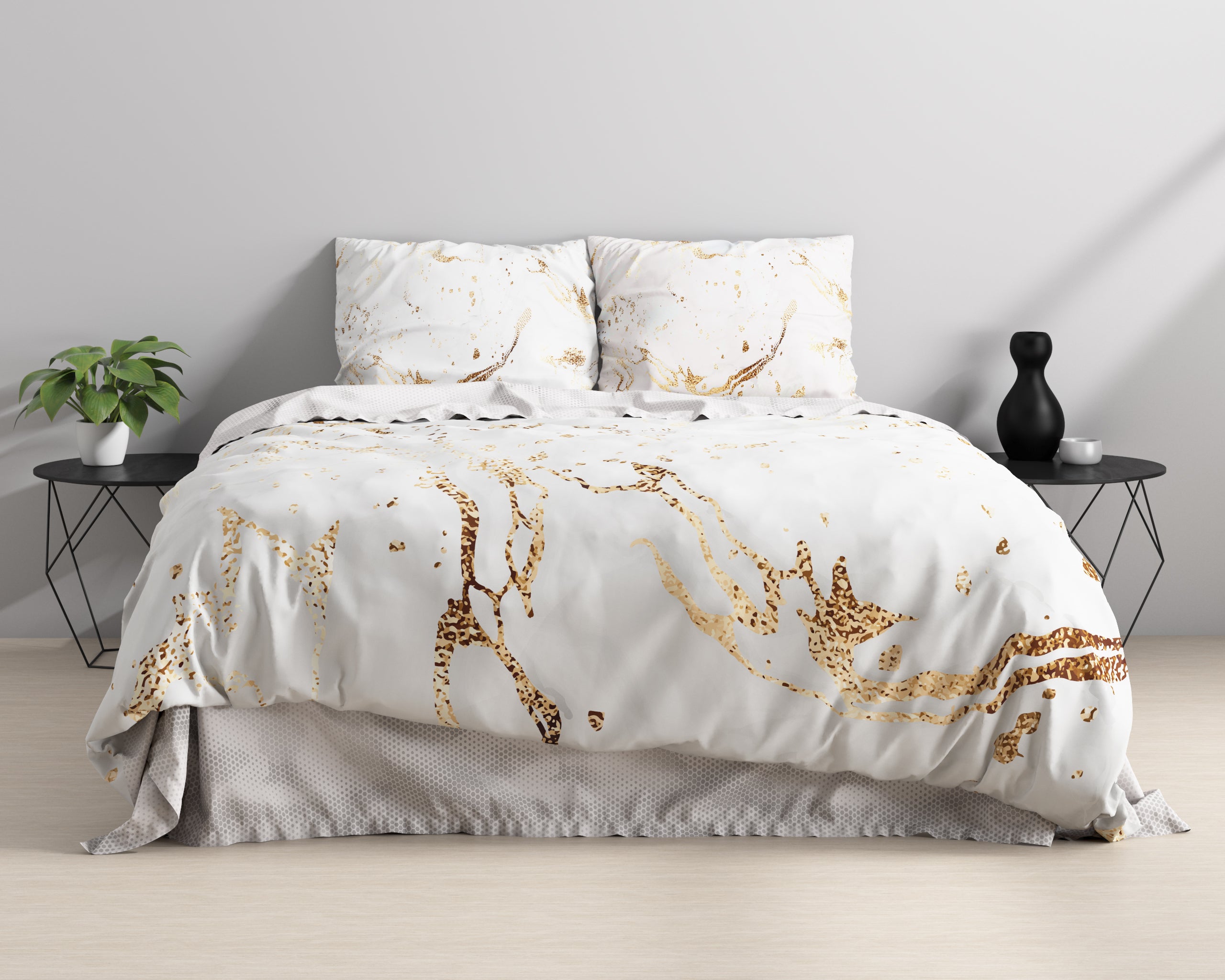 Bianco Dekbedovertrek Wit - Super zacht geweven - Luxe verpakt - Marble design