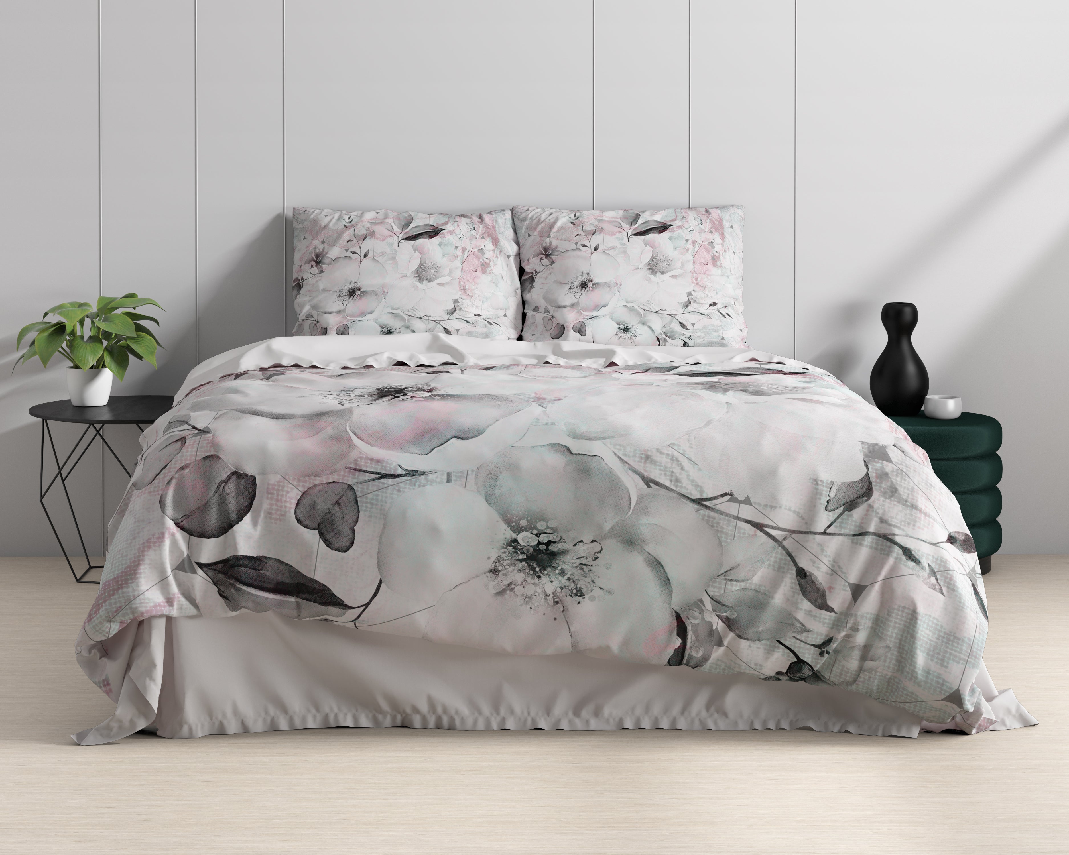 Bill Dekbedovertrek Wit - Luxe Satijn - Hoge kwaliteit - Trendy prints