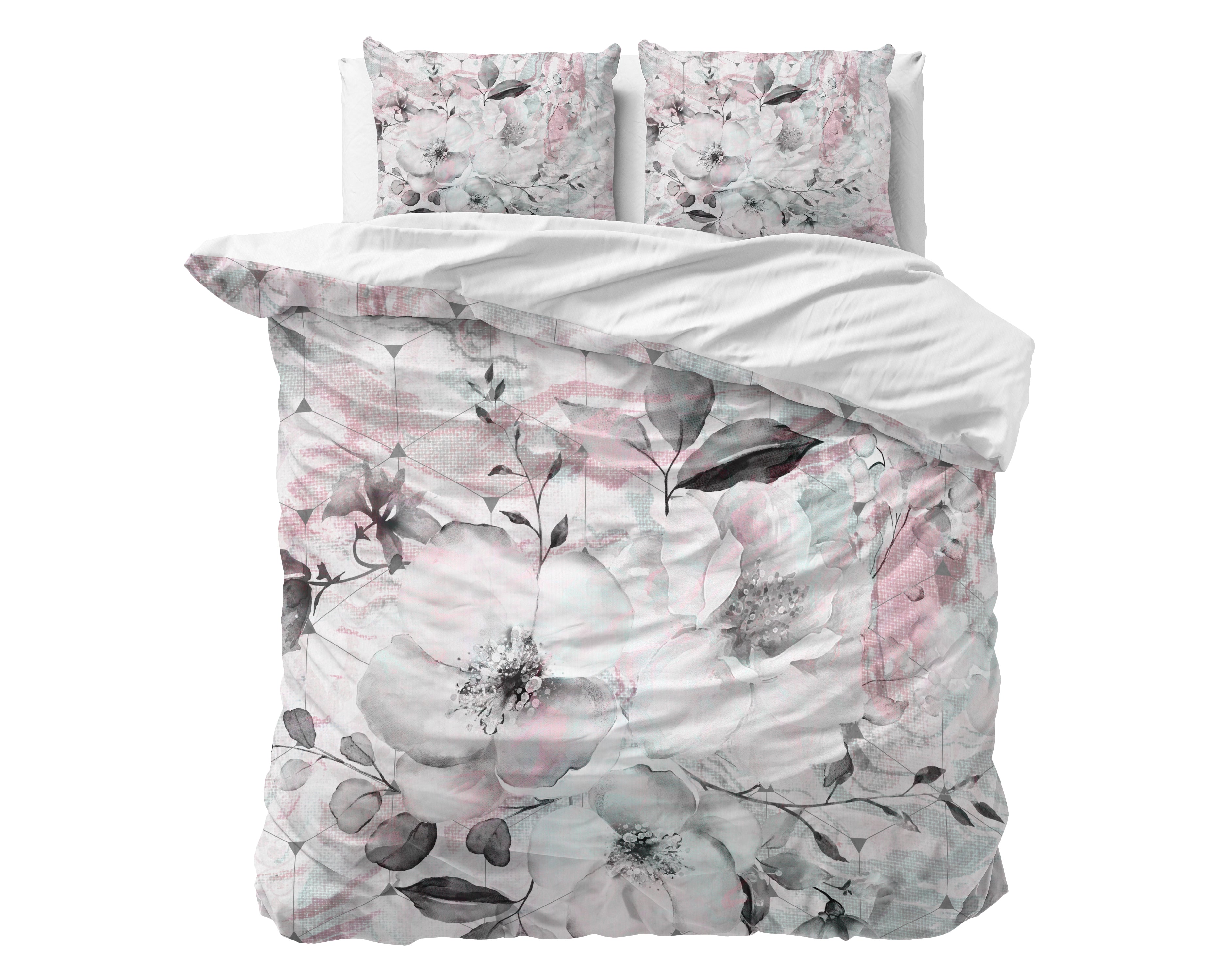 Bill Dekbedovertrek Wit - Luxe Satijn - Hoge kwaliteit - Trendy prints