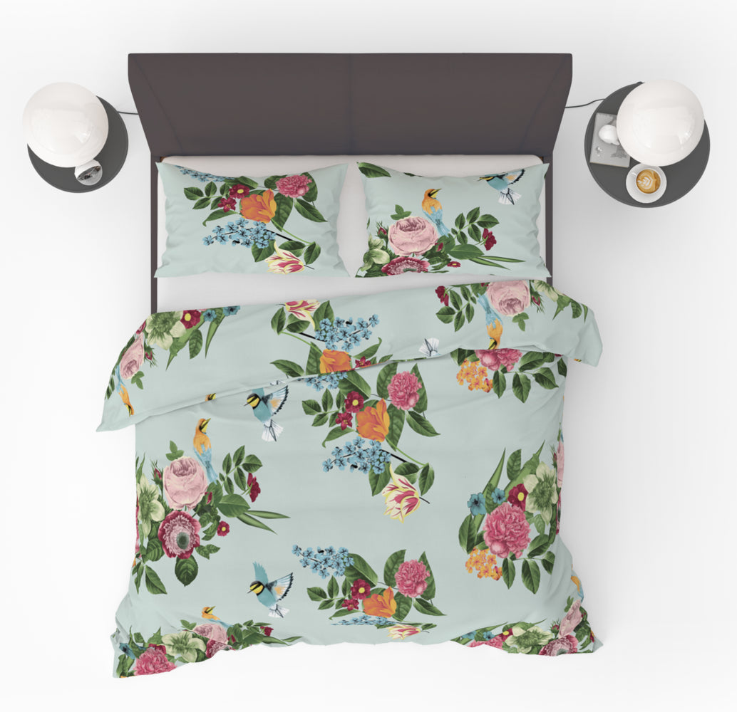 Bloom and Birds Duvet Cover – Tropical Design & Comfort