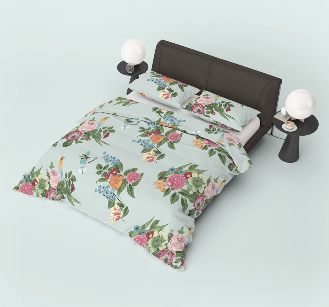 Bloom and Birds Duvet Cover – Tropical Design & Comfort