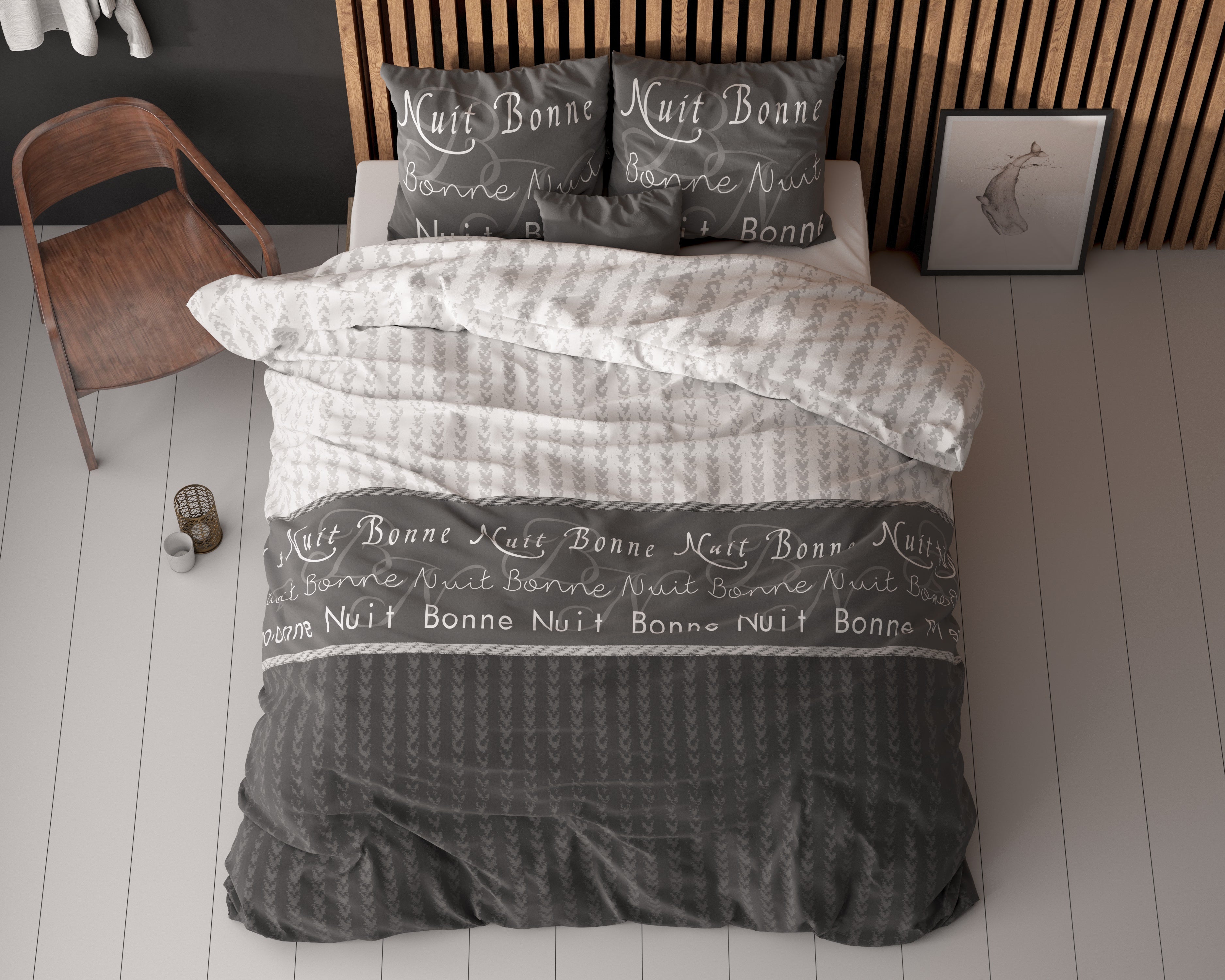 Bonne Nuit 4 Dekbedovertrek Antraciet - Katoen geweven - Strijkvrij - Leuke prints